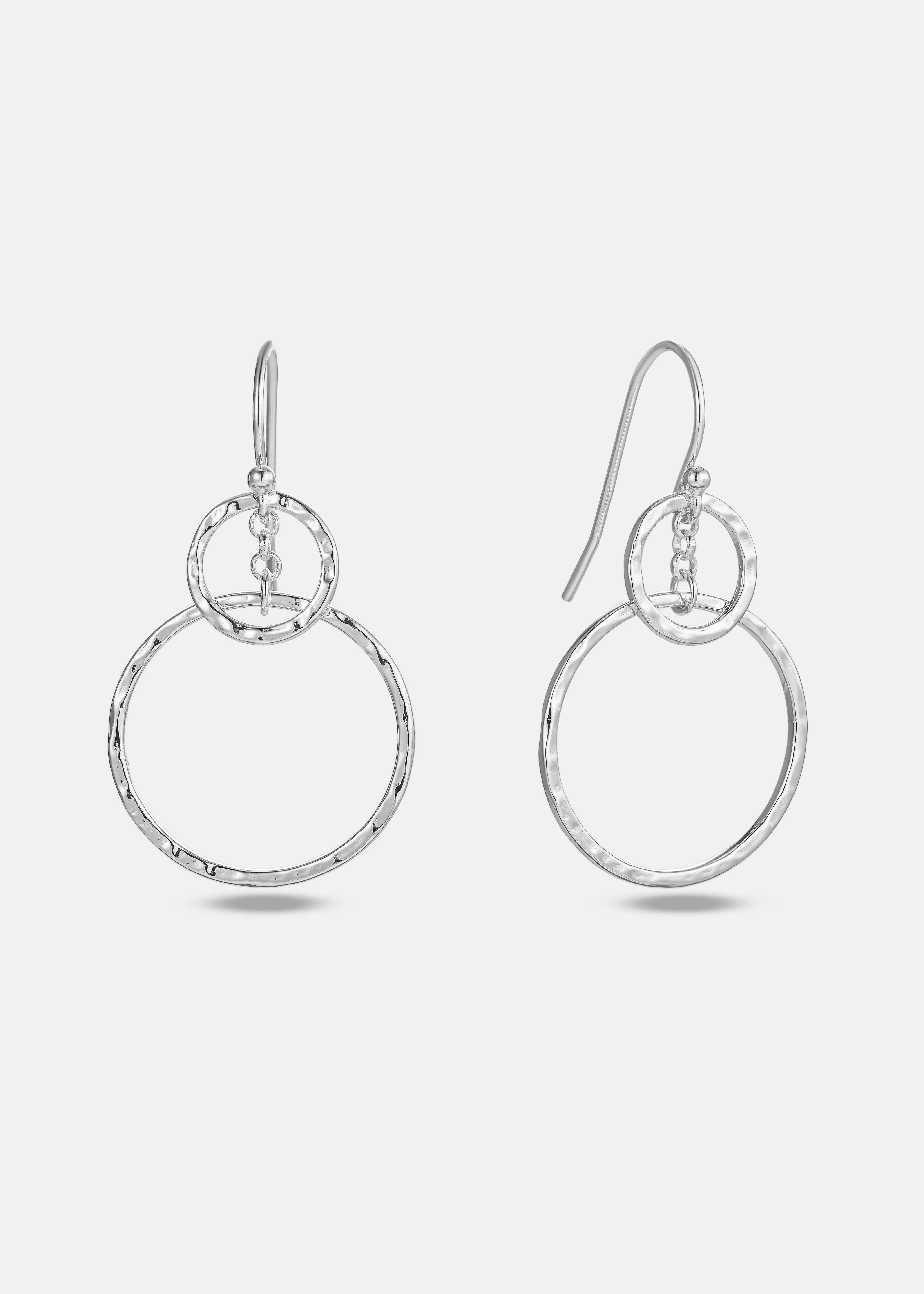 Three Generations Earrings • Best Grandma Gifts • Grandmother, Mother, Grandchild Gifts for Mothers Day Jewelry Birthday • Hammered Rings Earrings