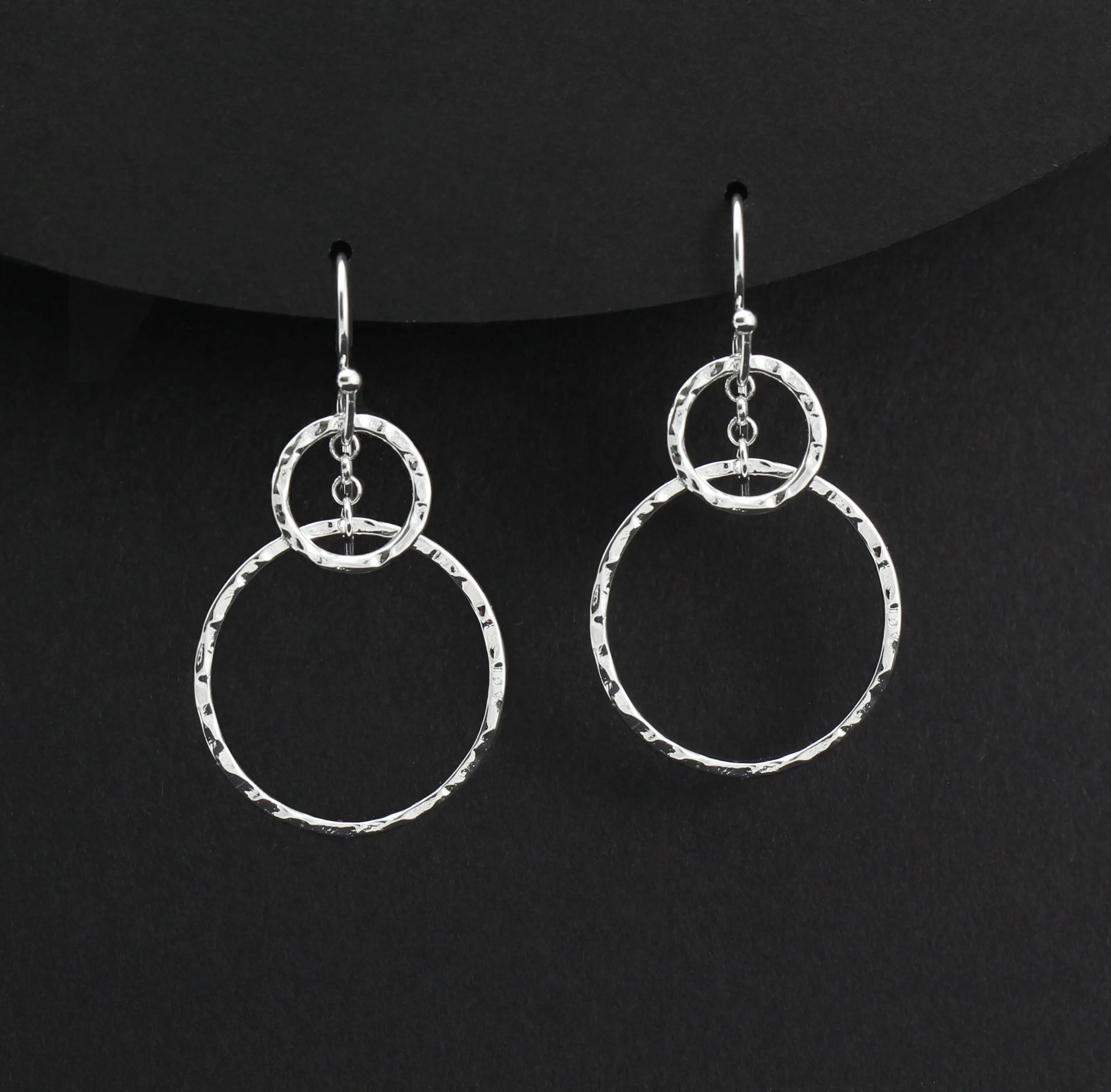 Three Generations Earrings • Best Grandma Gifts • Grandmother, Mother, Grandchild Gifts for Mothers Day Jewelry Birthday • Hammered Rings Earrings