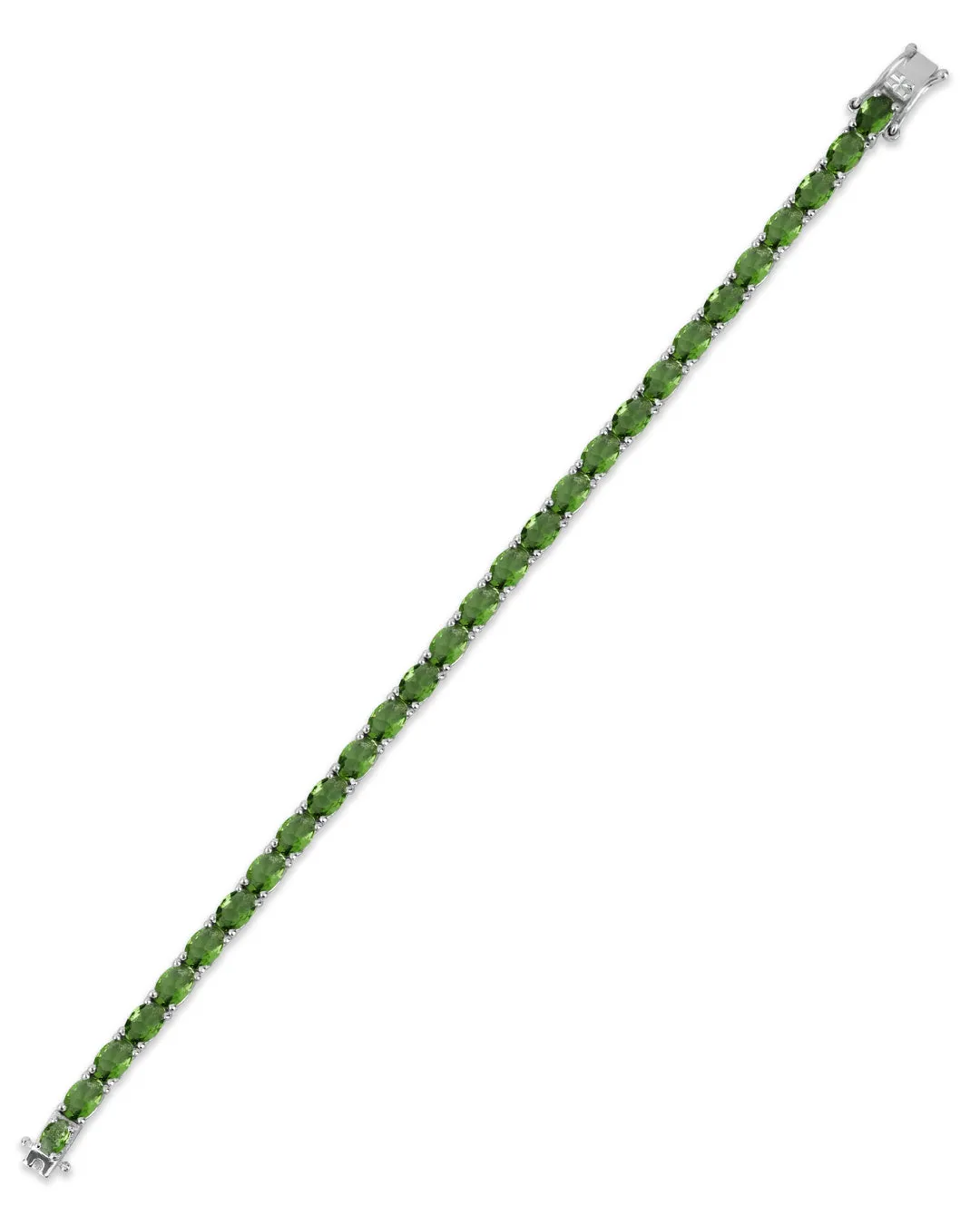 Tsavorite Oval White Zirconia Tennis Bracelet