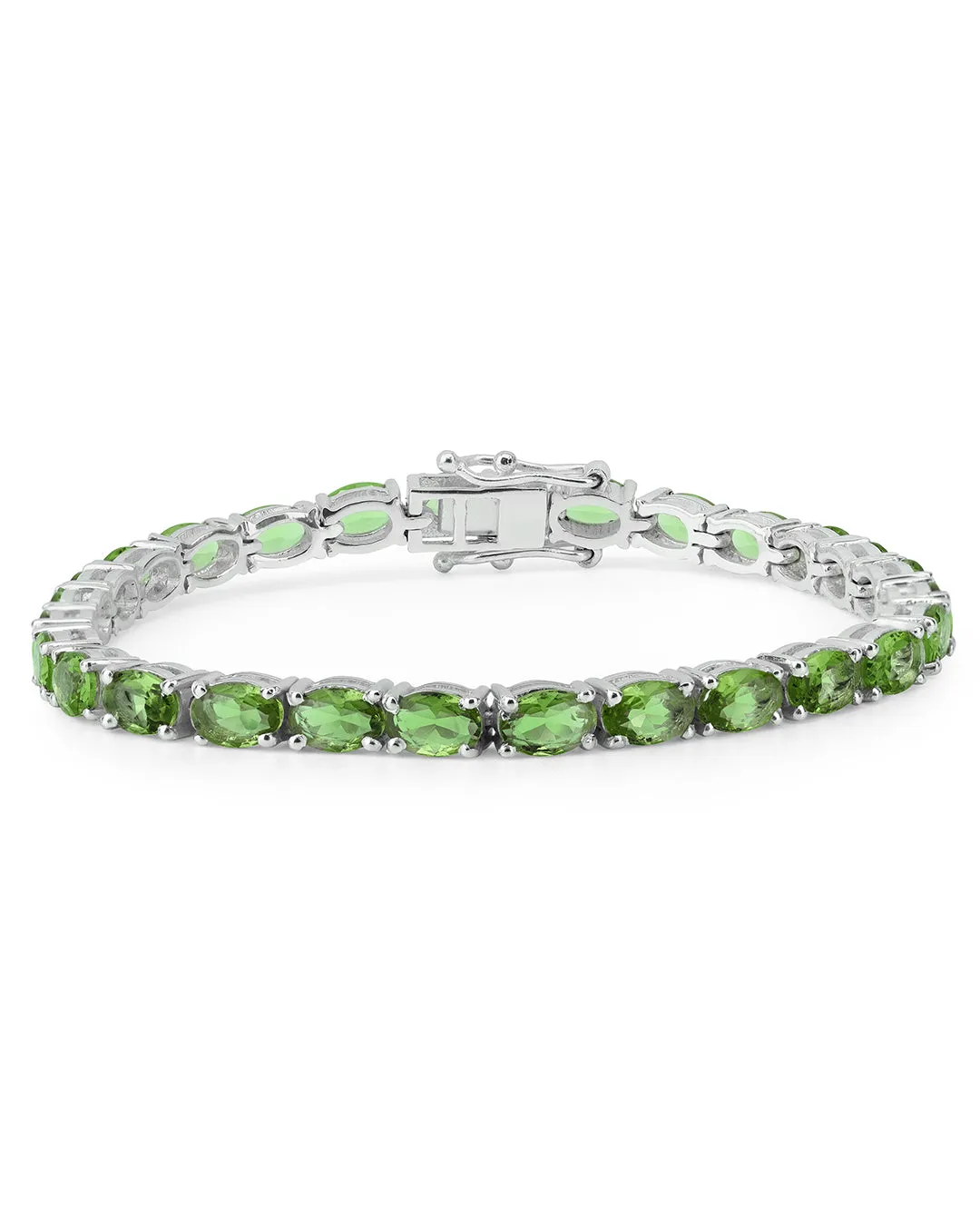 Tsavorite Oval White Zirconia Tennis Bracelet