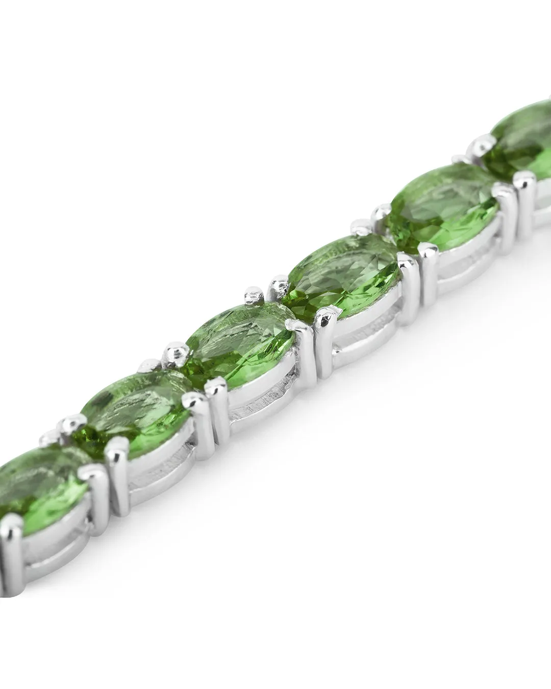 Tsavorite Oval White Zirconia Tennis Bracelet
