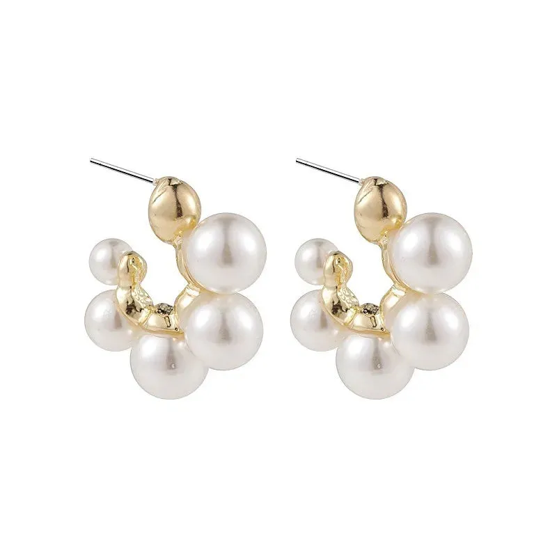 VAIGE Luminous Pearl & Gold Open Hoop Earrings