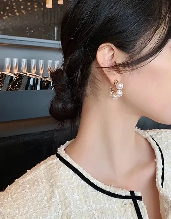 VAIGE Luminous Pearl & Gold Open Hoop Earrings