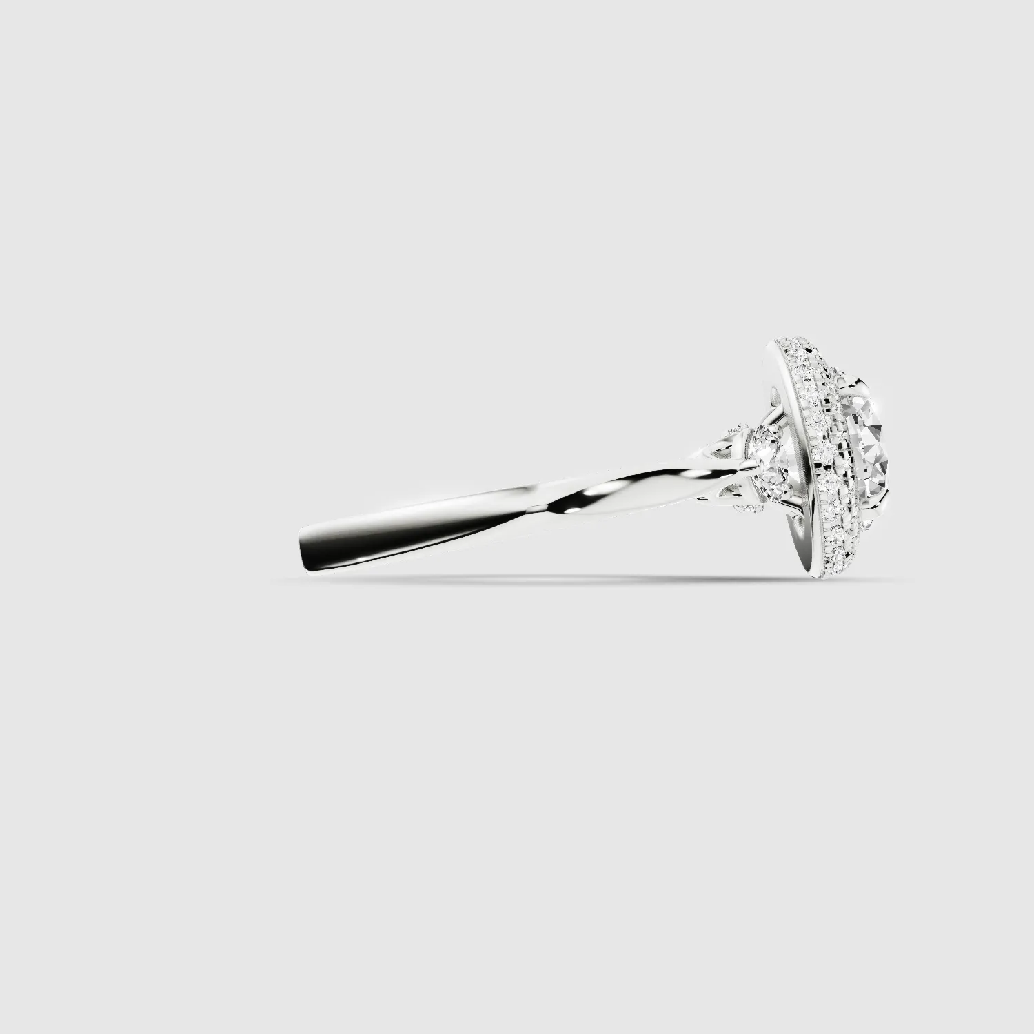 Venus Three Stone Lab Grown Solitaire Diamond Ring - The Mystic Halo Collection-Round