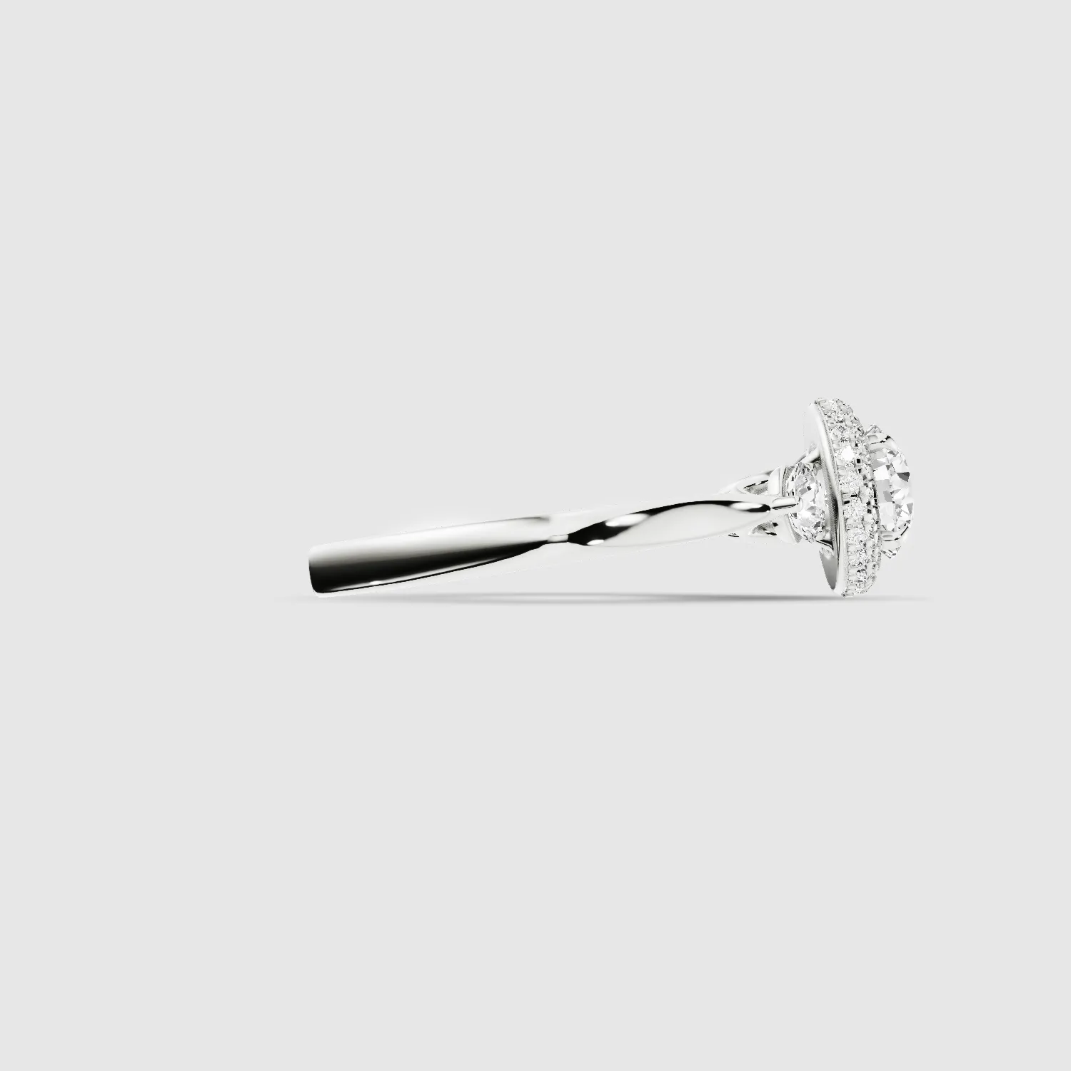 Venus Three Stone Lab Grown Solitaire Diamond Ring - The Mystic Halo Collection-Round