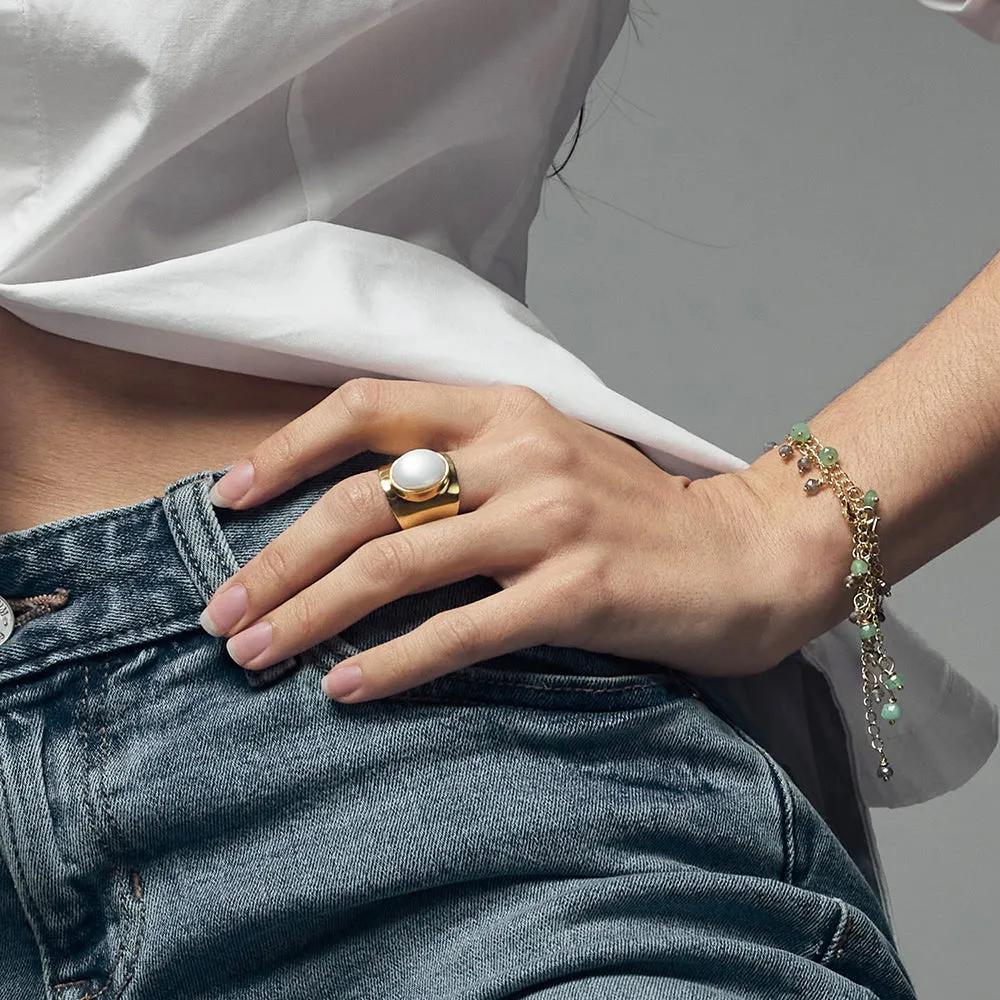 Venus White Pearl Gold Ring