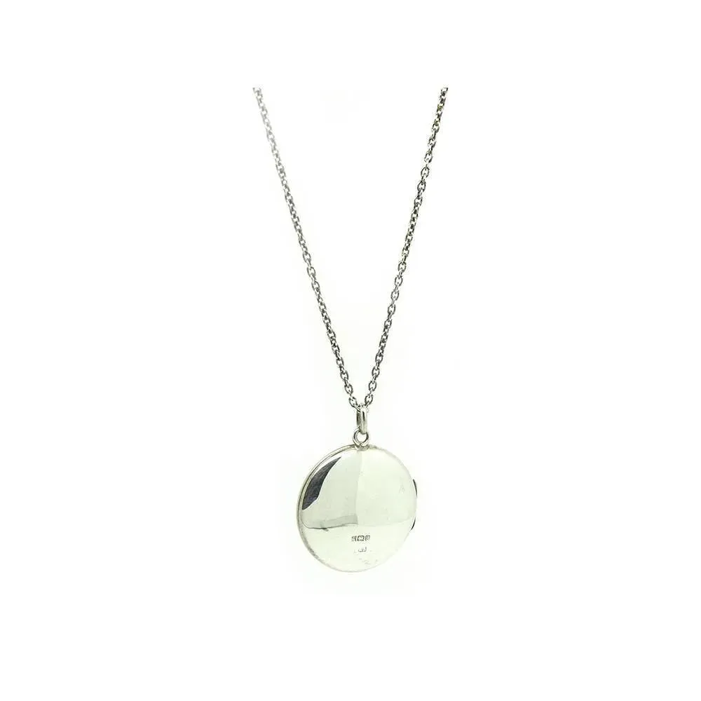 Vintage 1975 Sterling Silver Round Locket Necklace