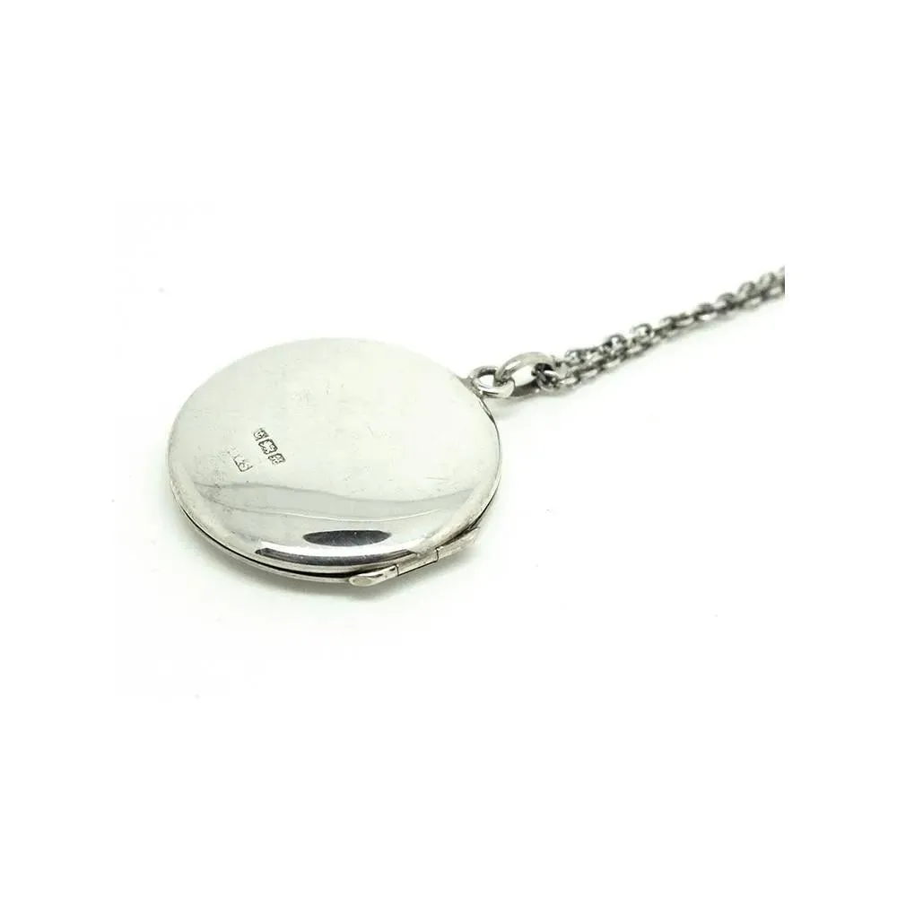 Vintage 1975 Sterling Silver Round Locket Necklace