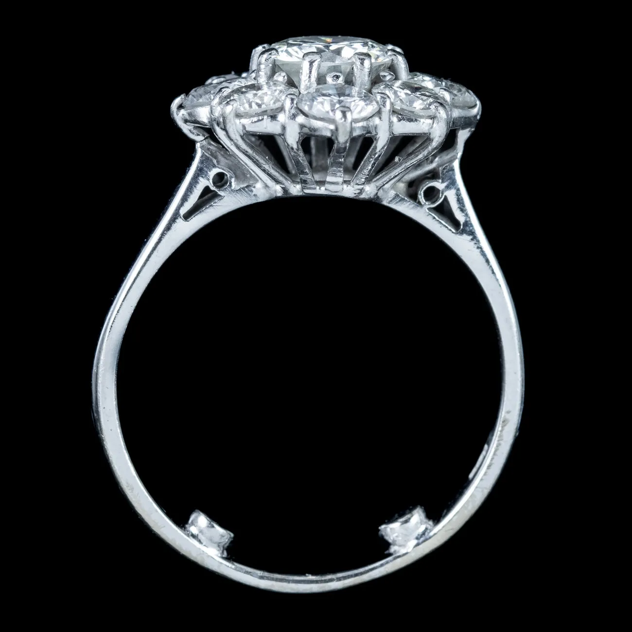 Vintage Diamond Daisy Cluster Ring 2.35ct Total Dated 1977