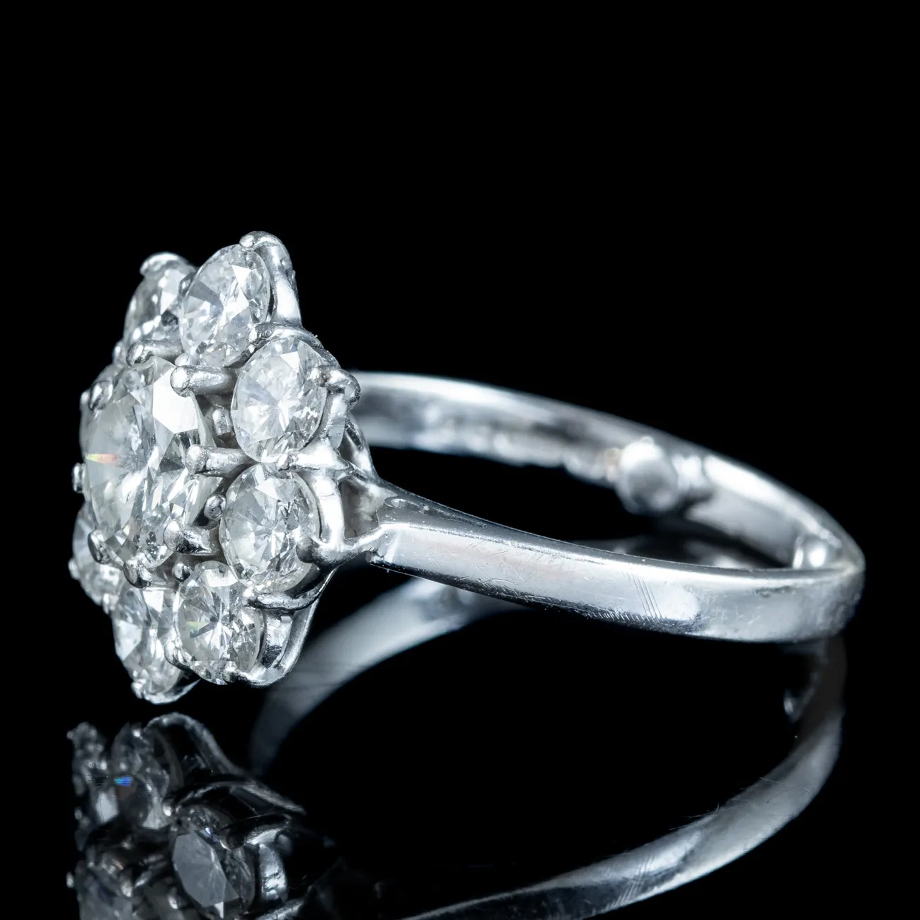 Vintage Diamond Daisy Cluster Ring 2.35ct Total Dated 1977