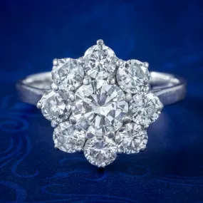 Vintage Diamond Daisy Cluster Ring 2.35ct Total Dated 1977