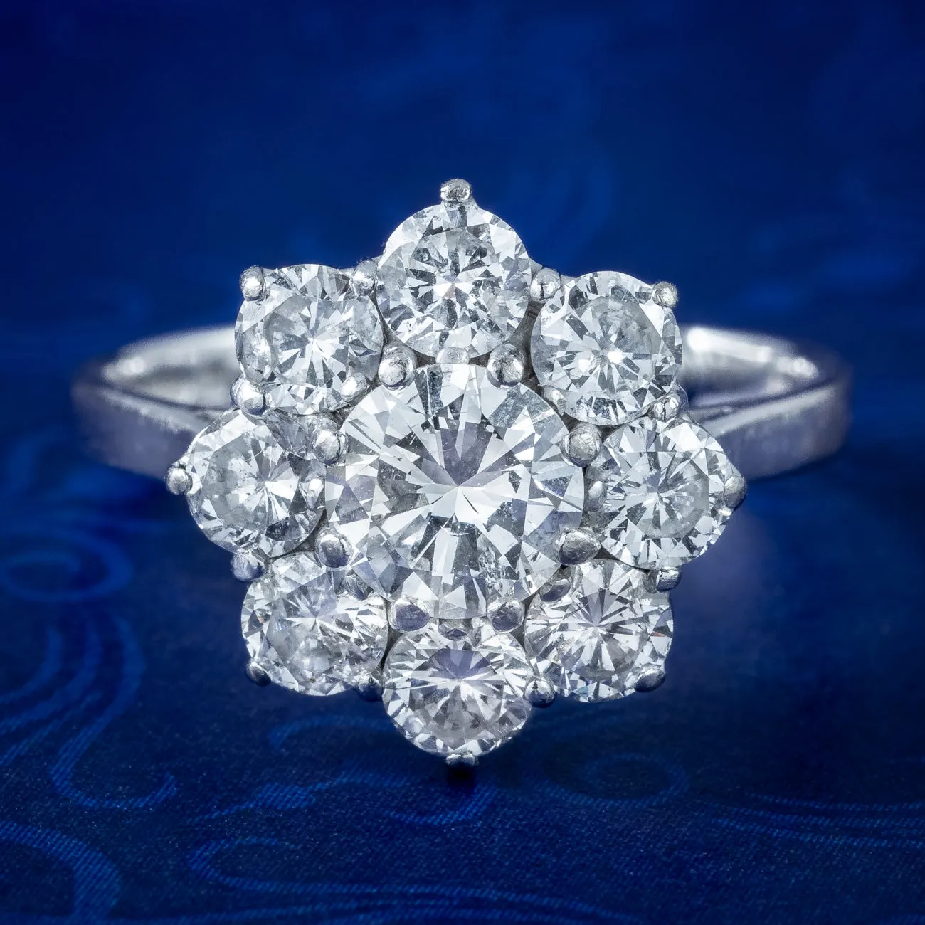 Vintage Diamond Daisy Cluster Ring 2.35ct Total Dated 1977