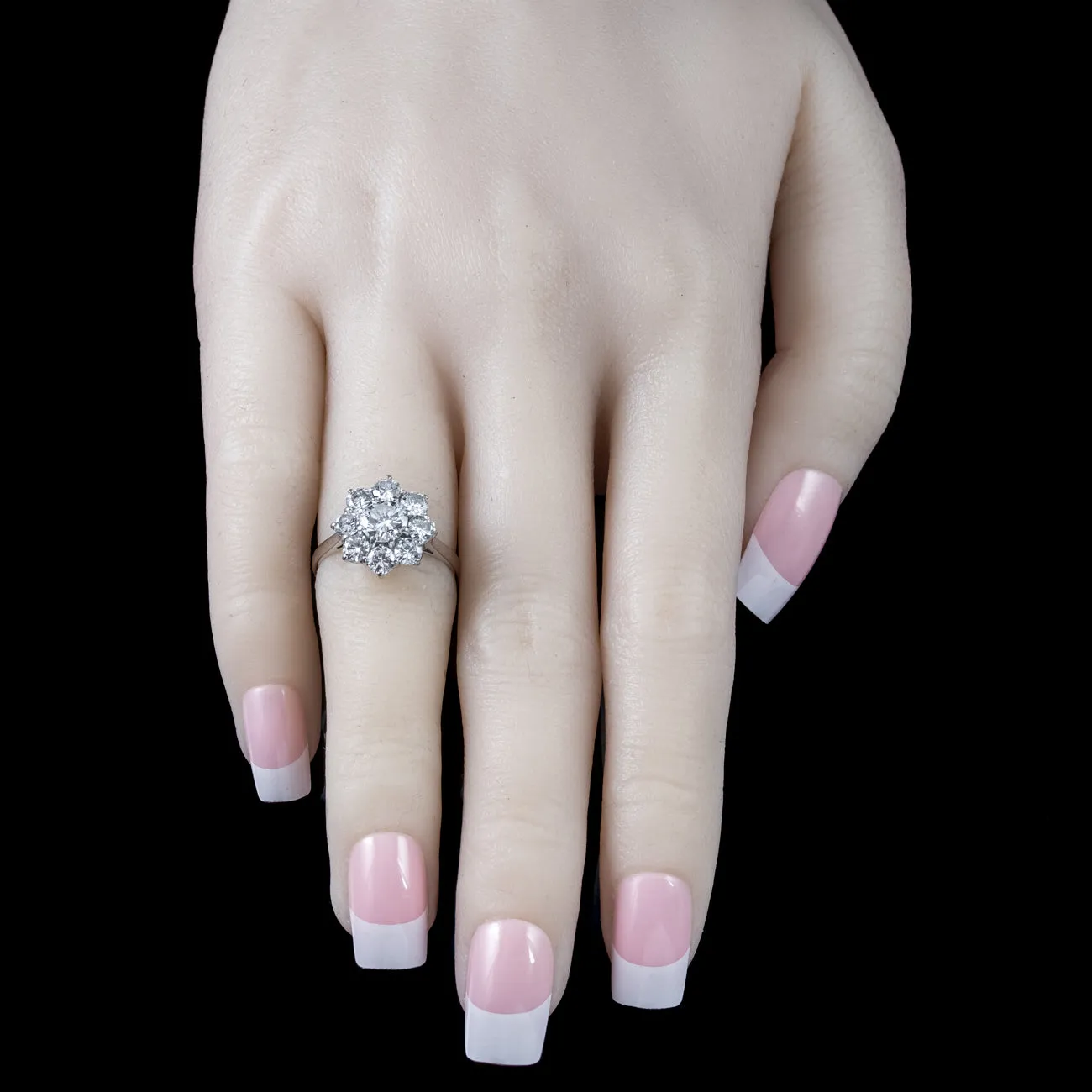 Vintage Diamond Daisy Cluster Ring 2.35ct Total Dated 1977