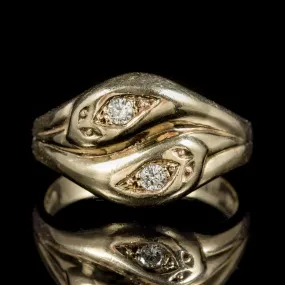Vintage Diamond Snake Ring 9Ct Gold Wedding Band