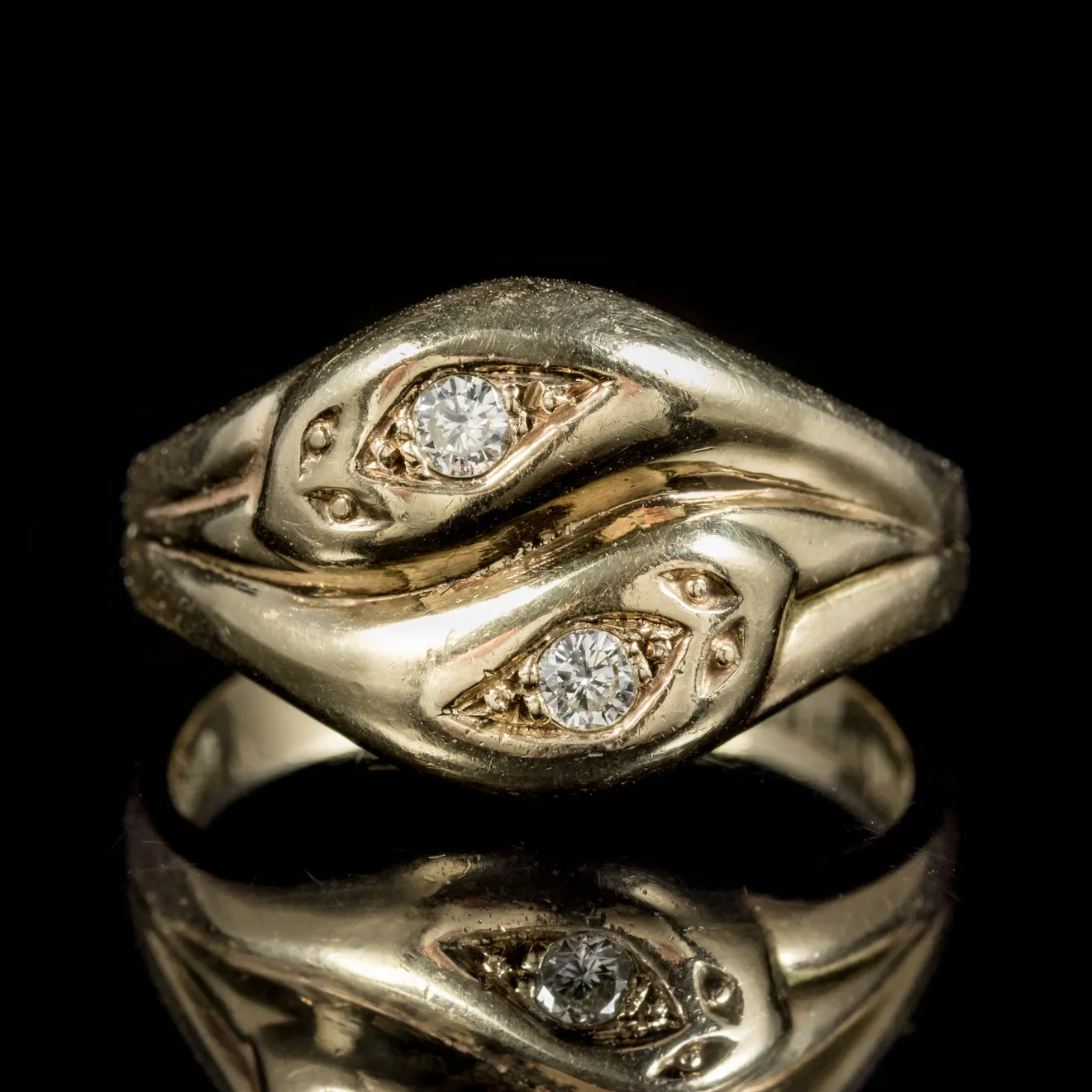 Vintage Diamond Snake Ring 9Ct Gold Wedding Band