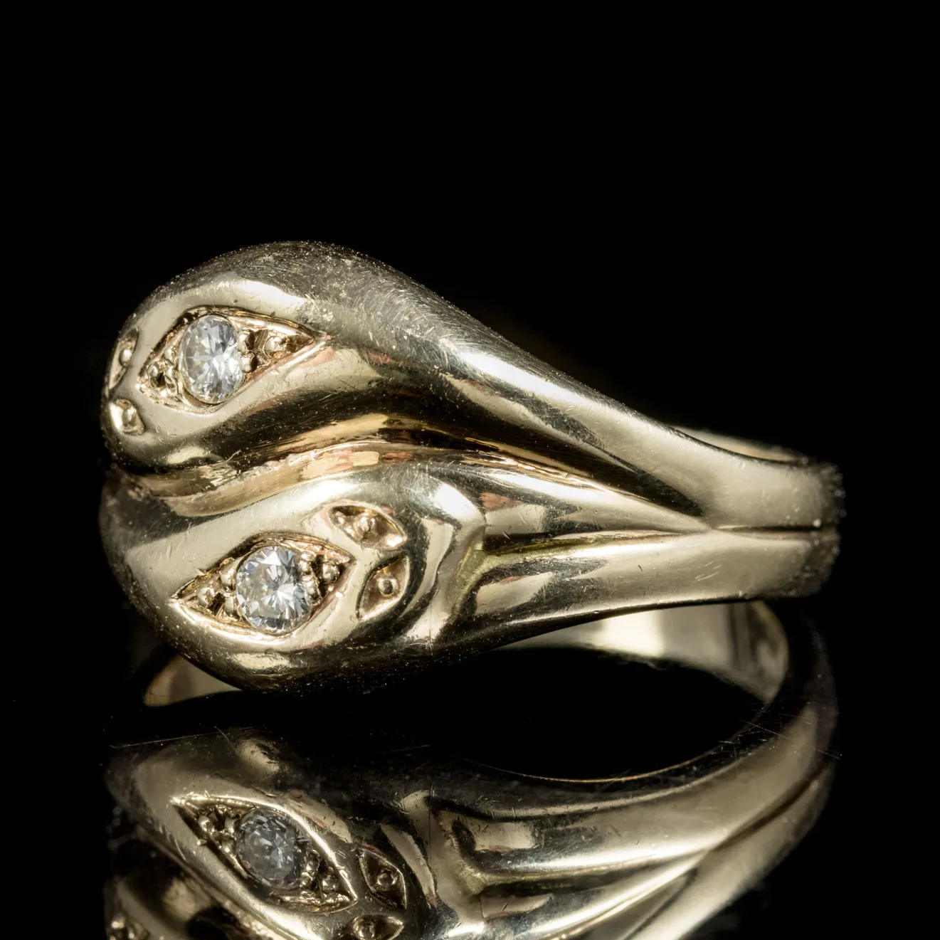 Vintage Diamond Snake Ring 9Ct Gold Wedding Band