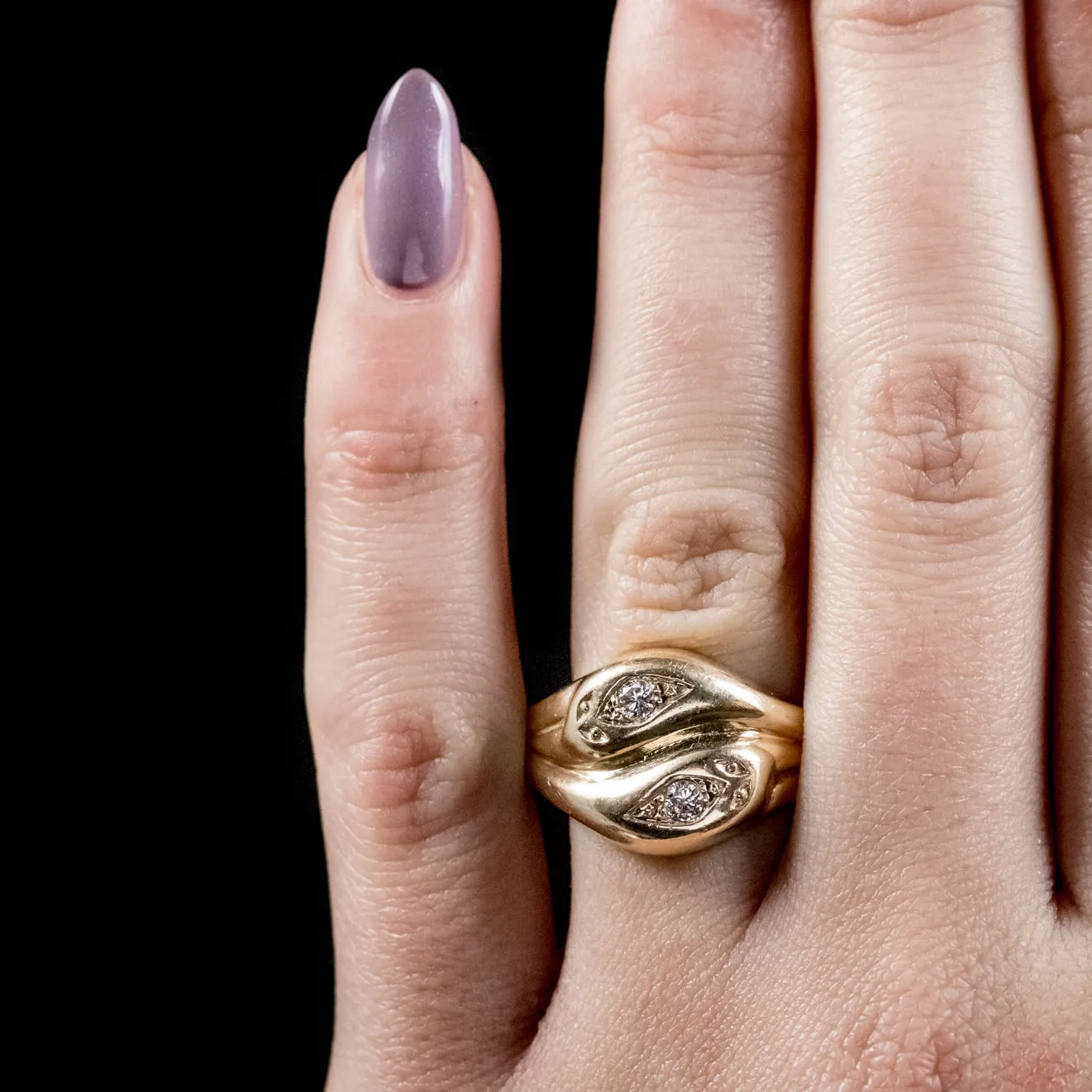Vintage Diamond Snake Ring 9Ct Gold Wedding Band
