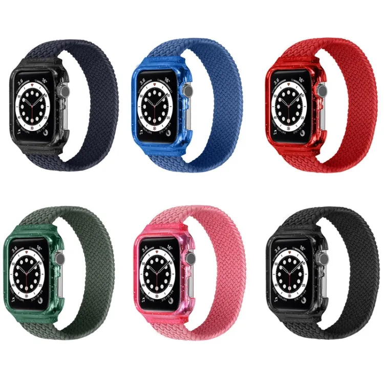 Weave Wrist Strap Watch Bands with Frame For Apple Watch Series 9&8&7 41mm / SE 3&SE 2&6&SE&5&4 40mm / 3&2&1 38mm, Length:145mm(Bright Pink)