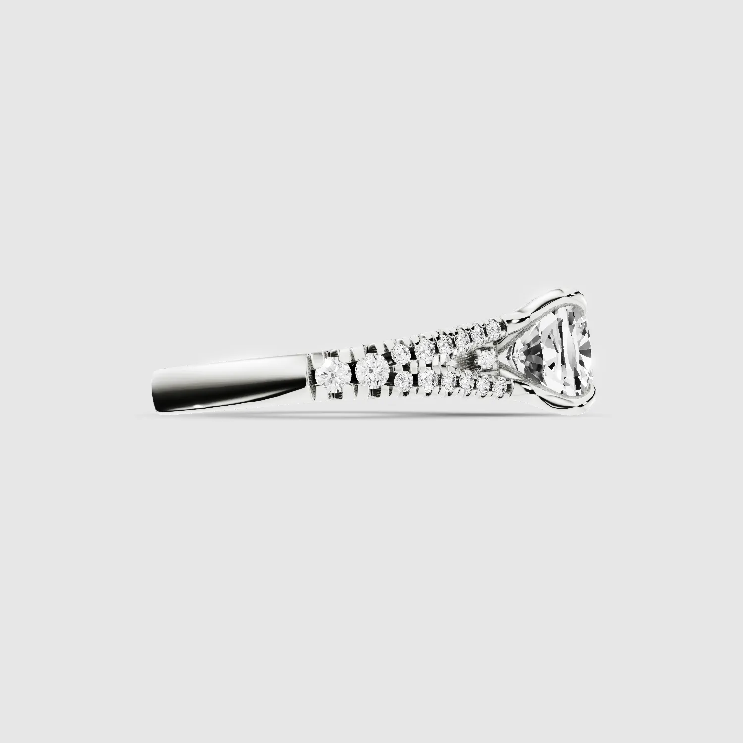 Wide Y-Shank Solitaire Ring -Cushion