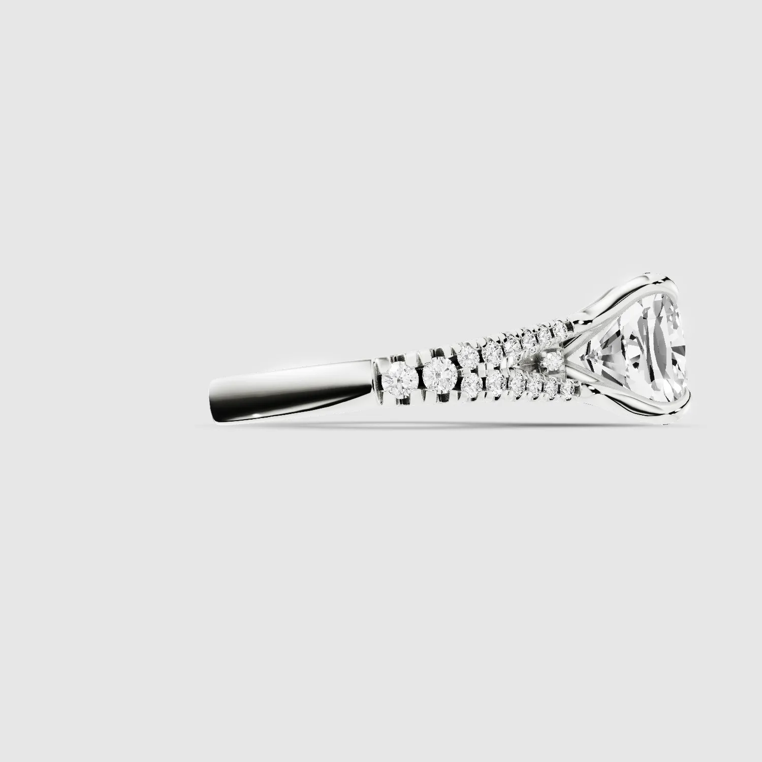 Wide Y-Shank Solitaire Ring -Cushion