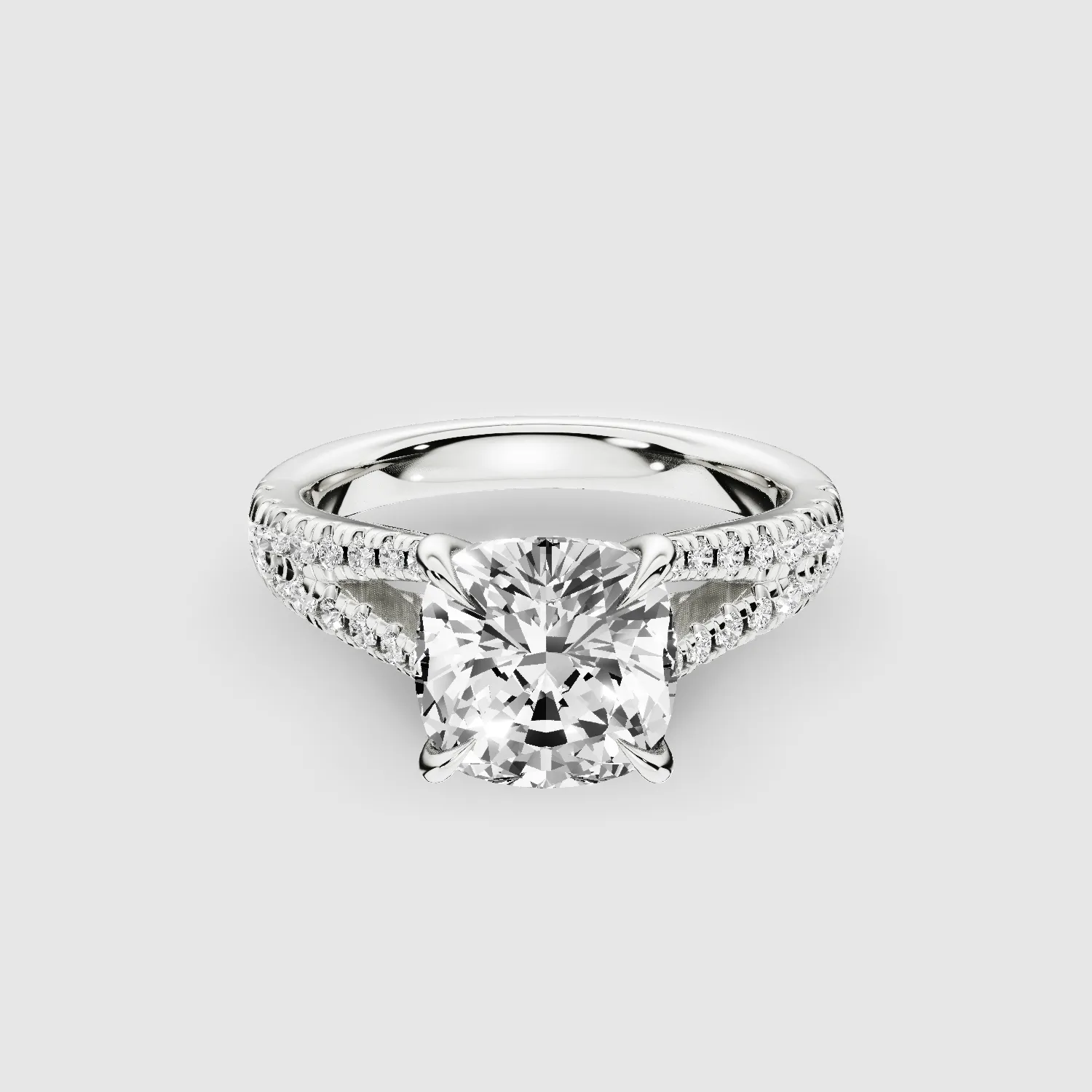 Wide Y-Shank Solitaire Ring -Cushion