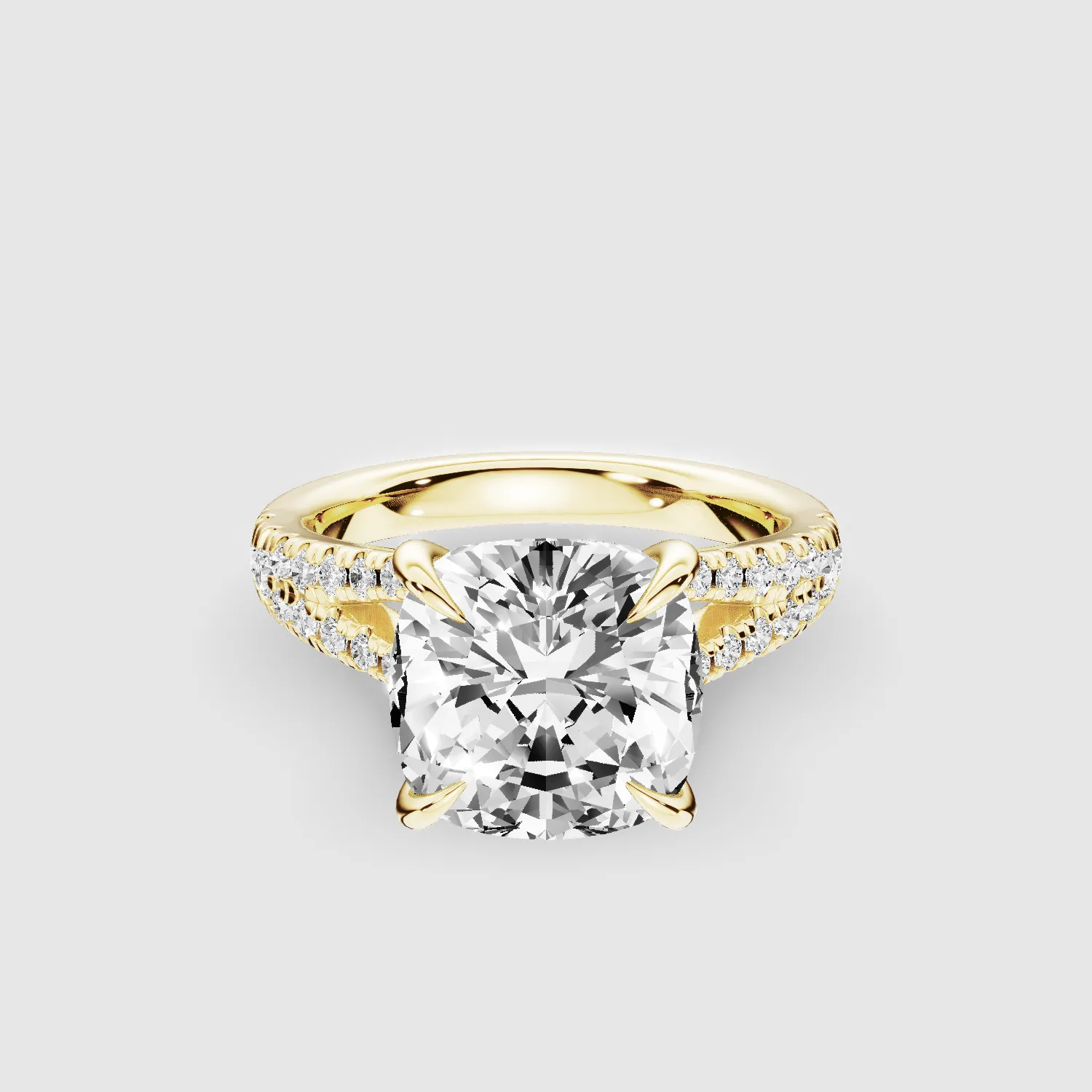 Wide Y-Shank Solitaire Ring -Cushion