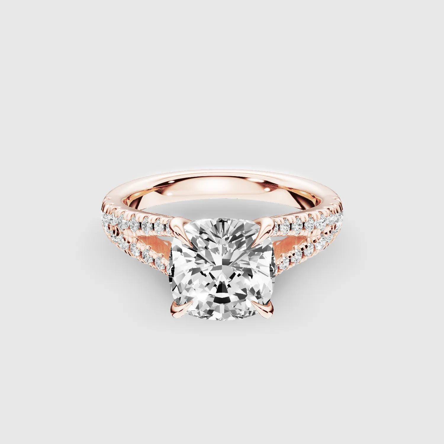 Wide Y-Shank Solitaire Ring -Cushion