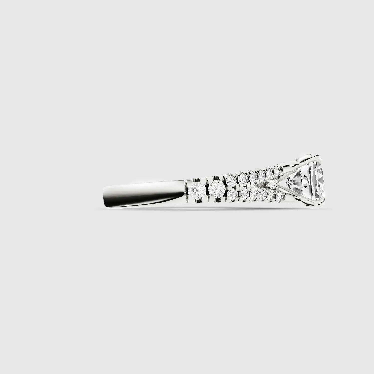 Wide Y-Shank Solitaire Ring -Cushion