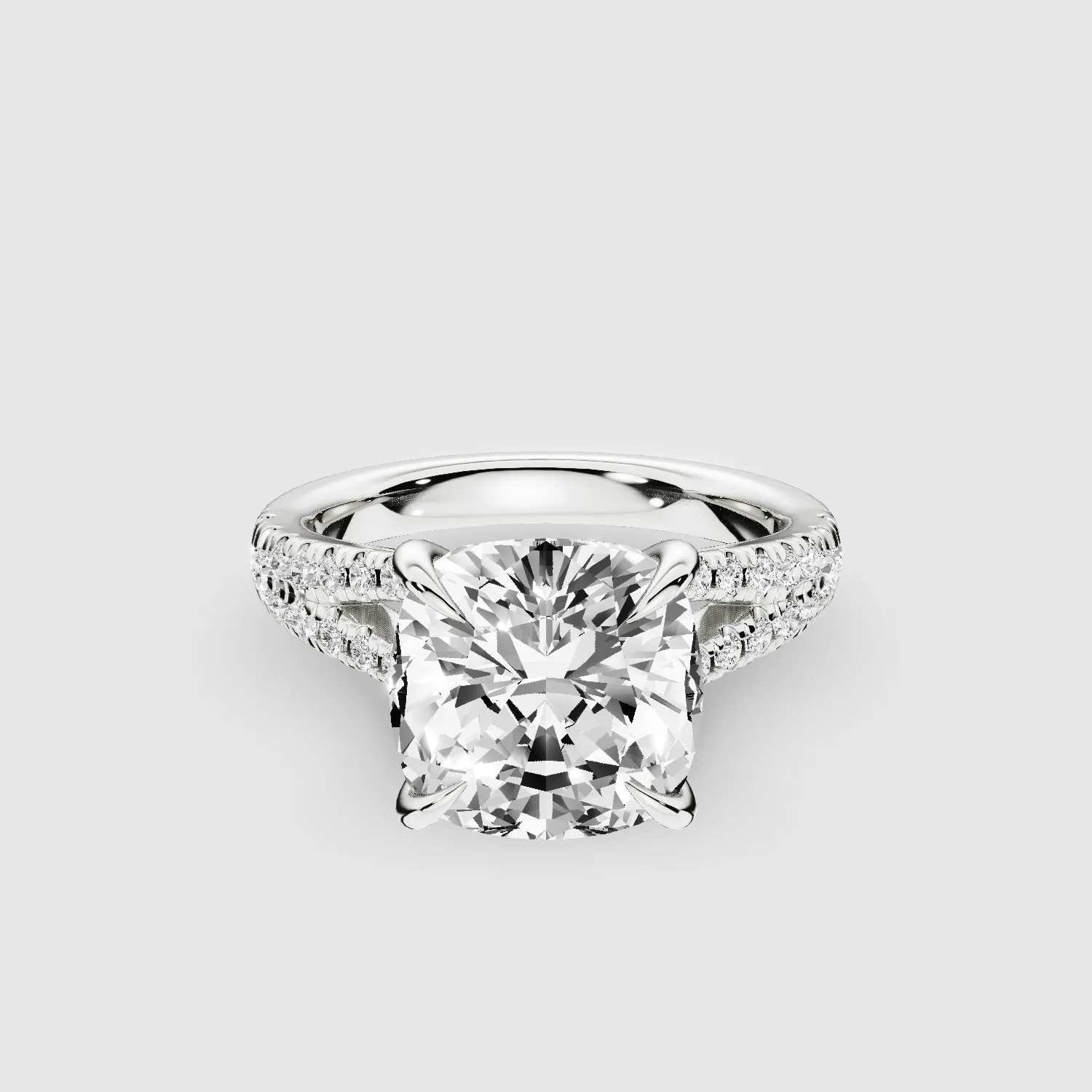 Wide Y-Shank Solitaire Ring -Cushion