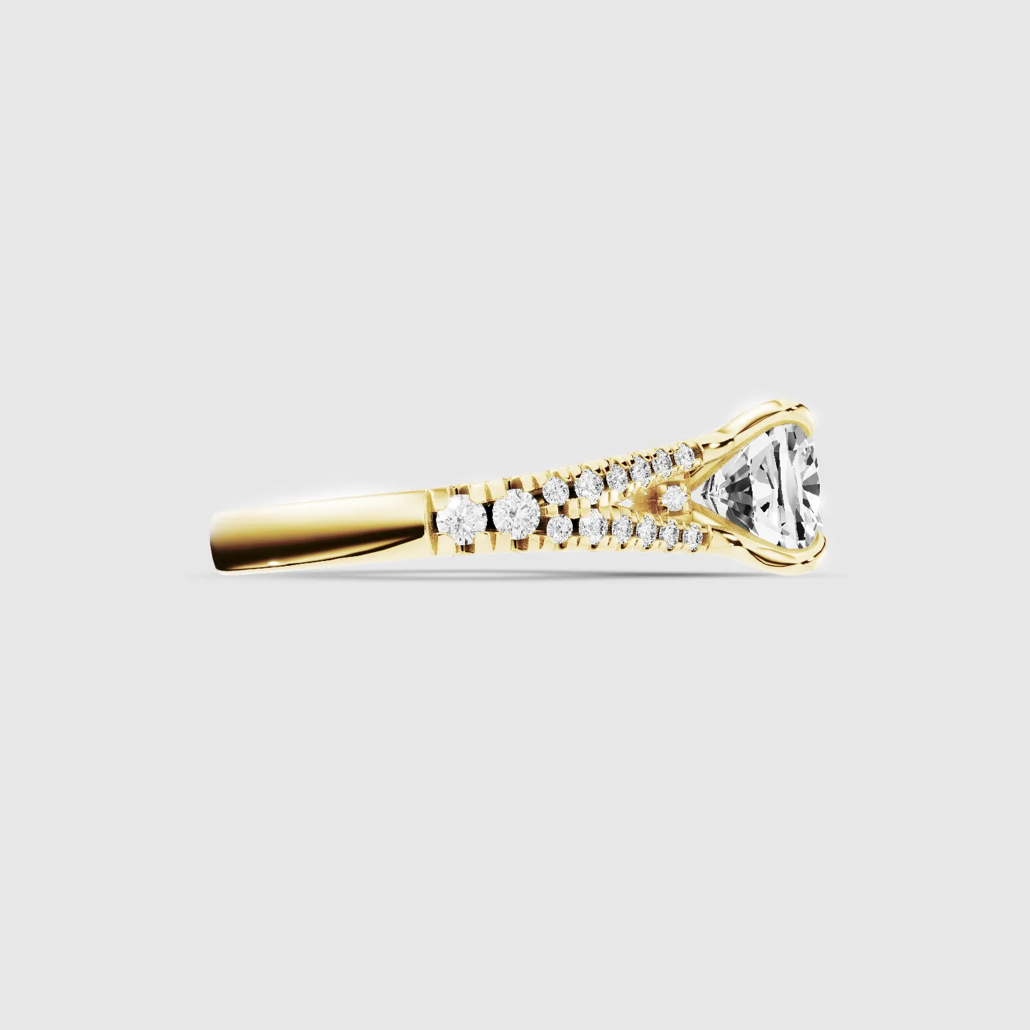 Wide Y-Shank Solitaire Ring -Cushion