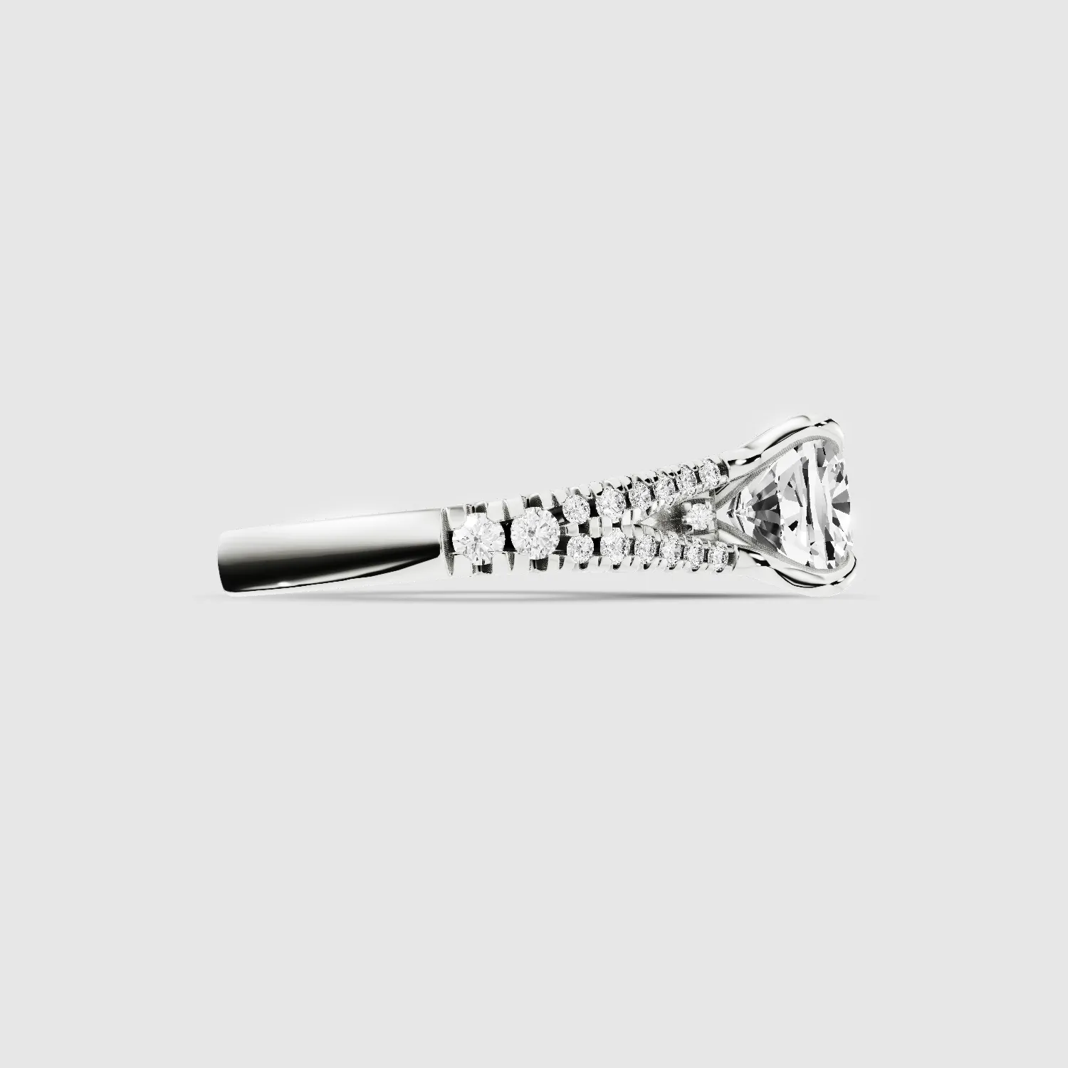 Wide Y-Shank Solitaire Ring -Cushion