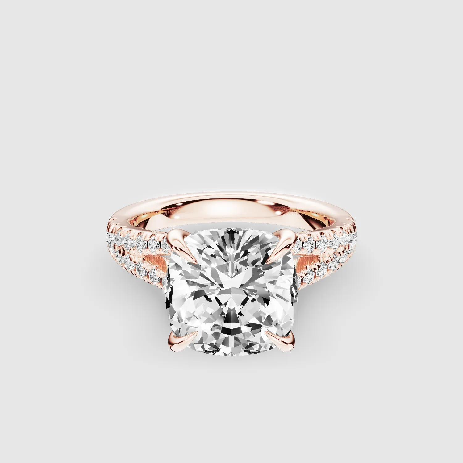 Wide Y-Shank Solitaire Ring -Cushion