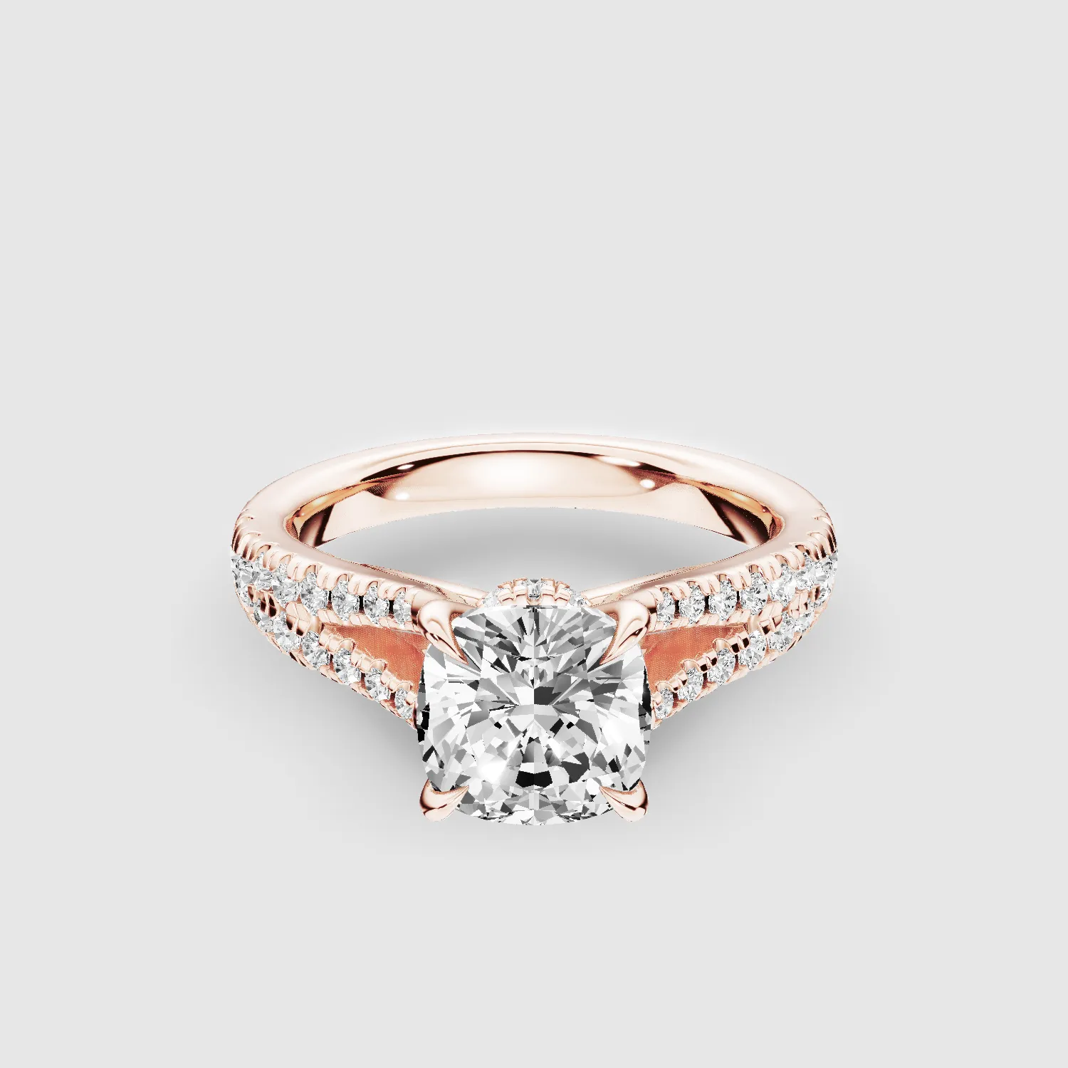 Wide Y-Shank Solitaire Ring -Cushion
