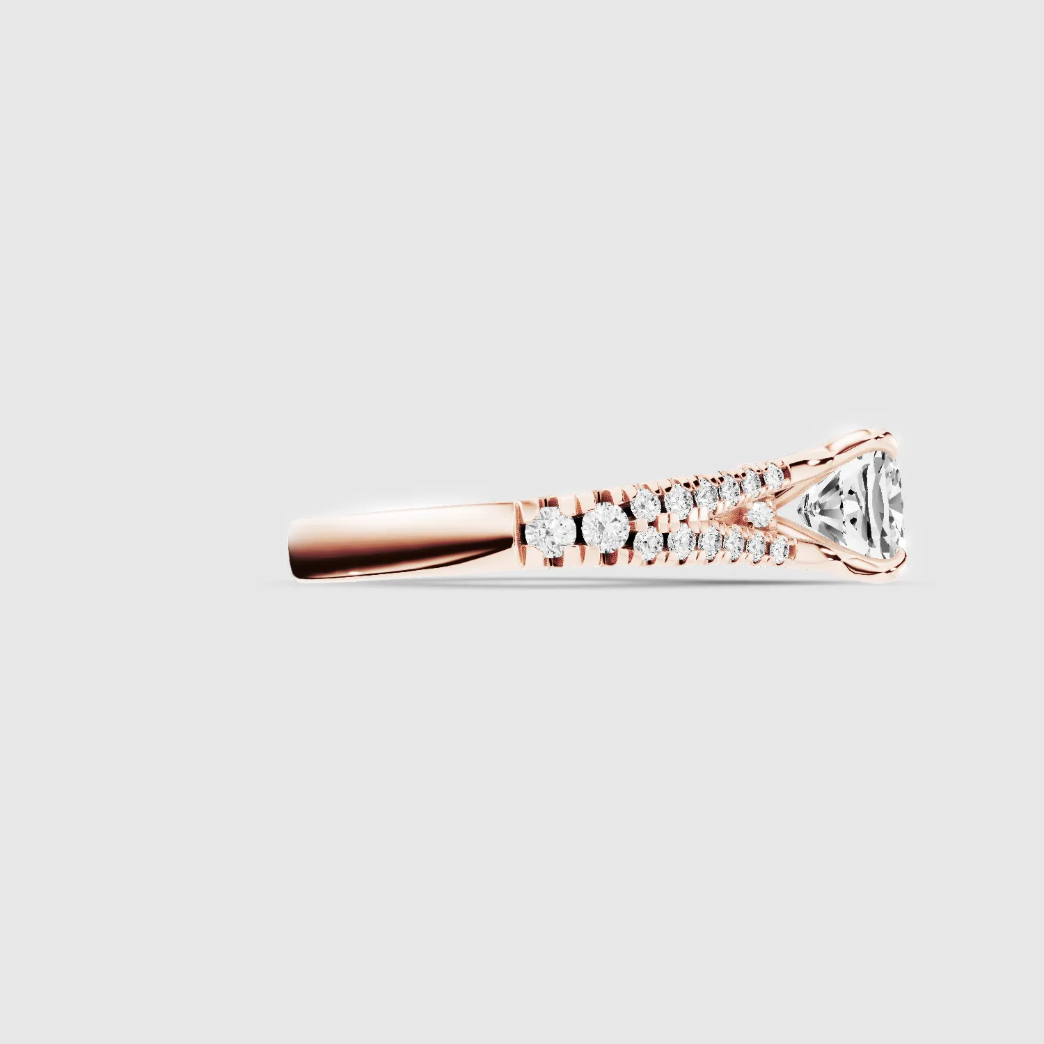 Wide Y-Shank Solitaire Ring -Cushion