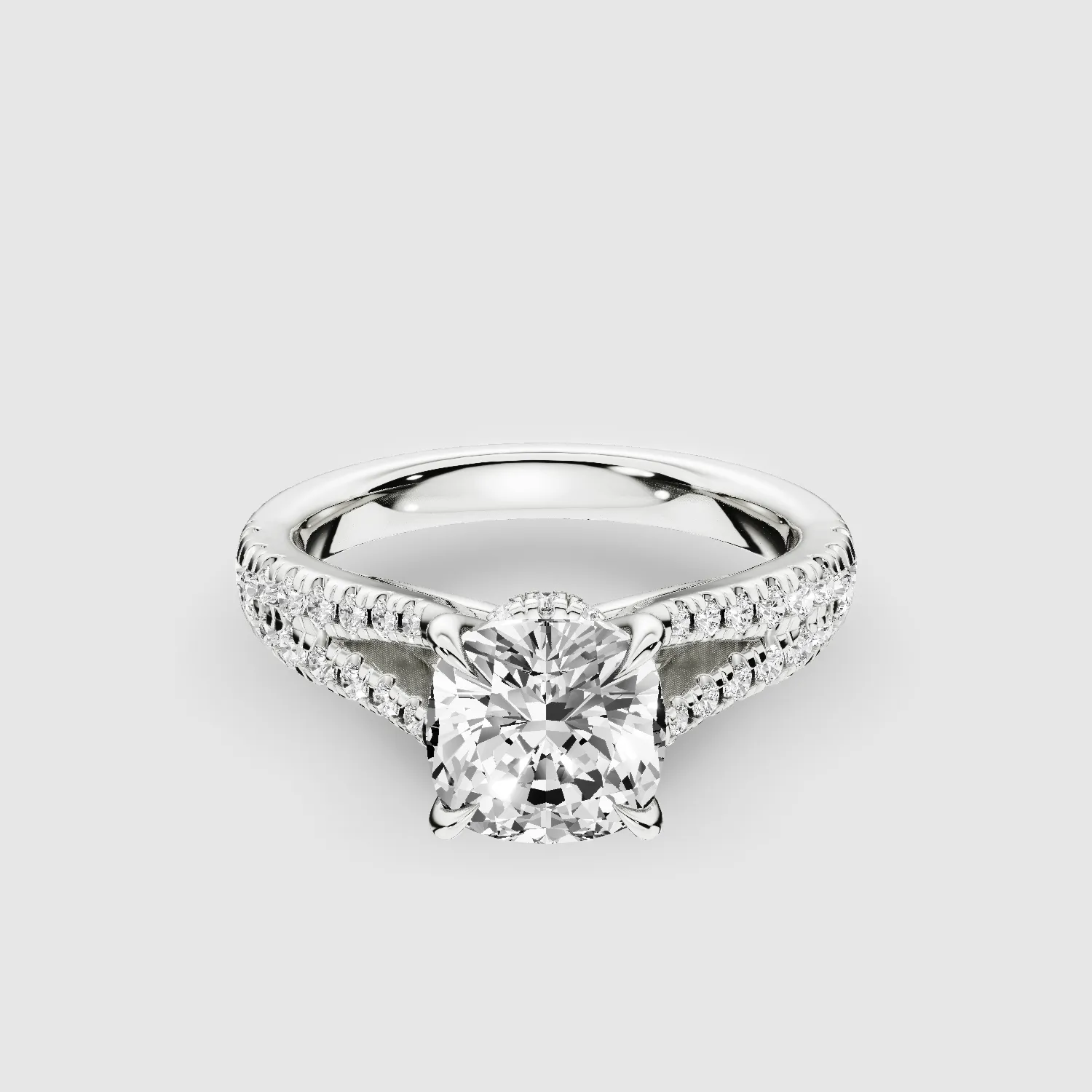Wide Y-Shank Solitaire Ring -Cushion