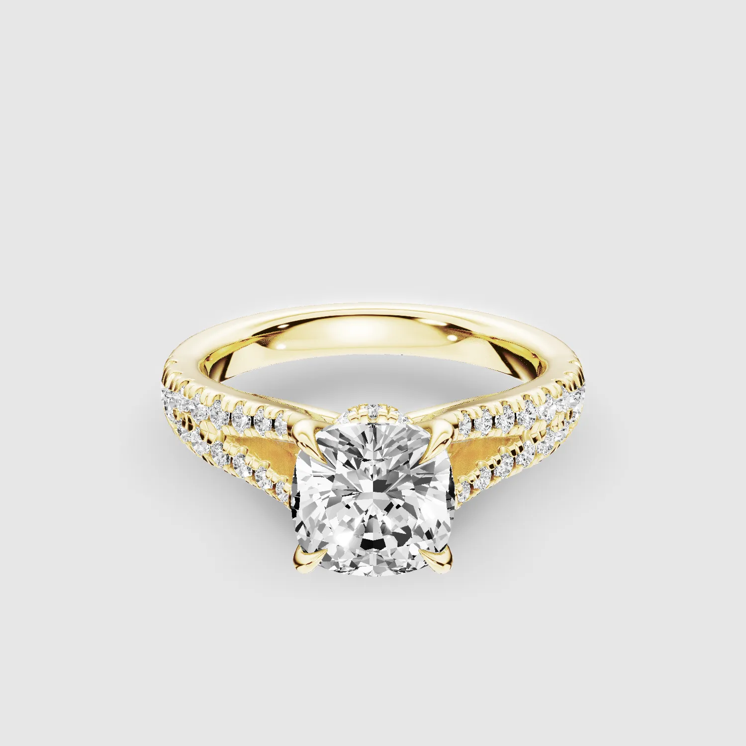 Wide Y-Shank Solitaire Ring -Cushion