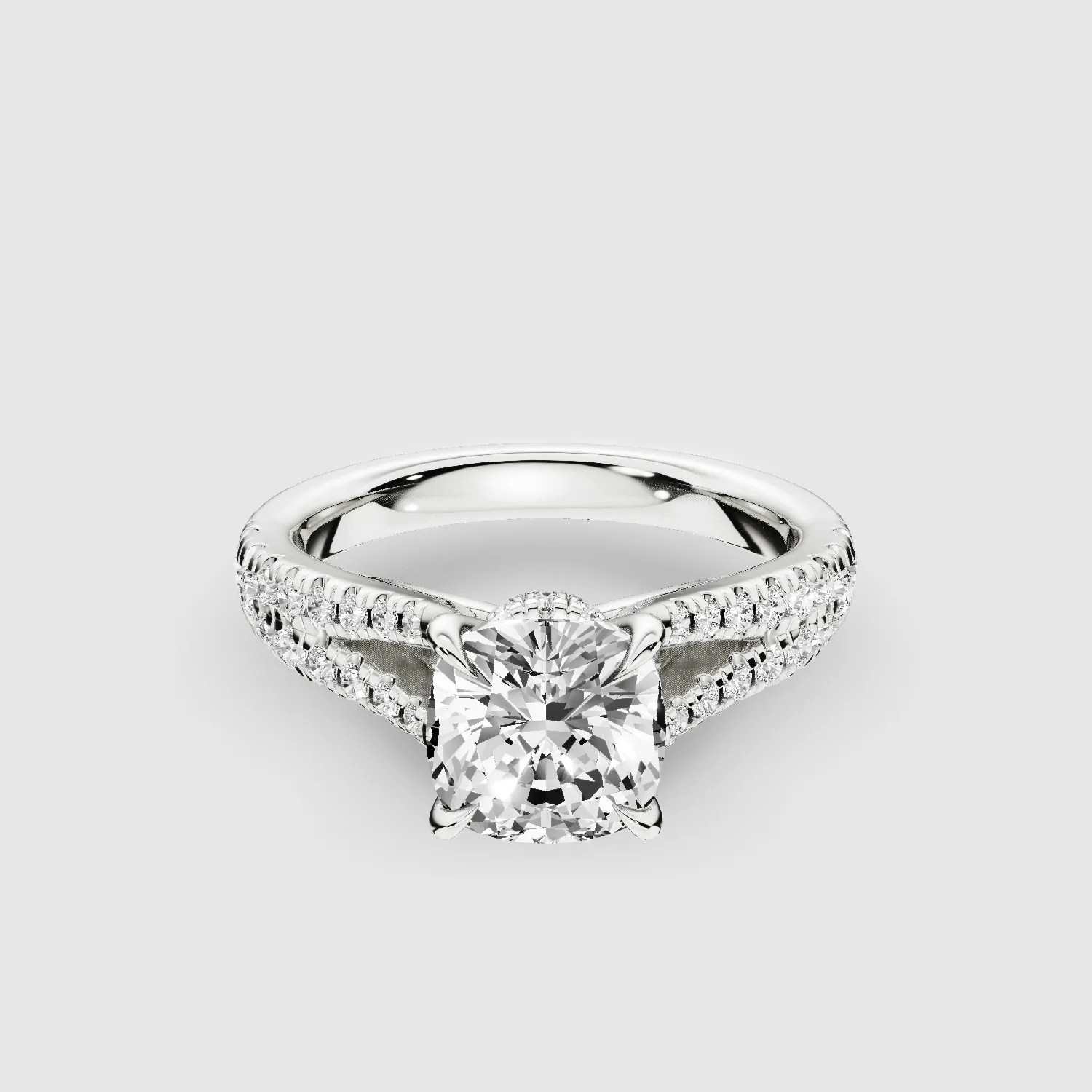 Wide Y-Shank Solitaire Ring -Cushion