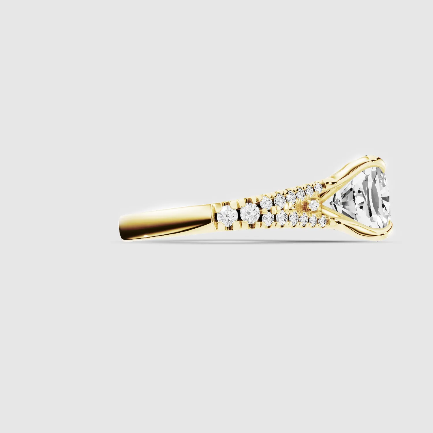 Wide Y-Shank Solitaire Ring -Cushion