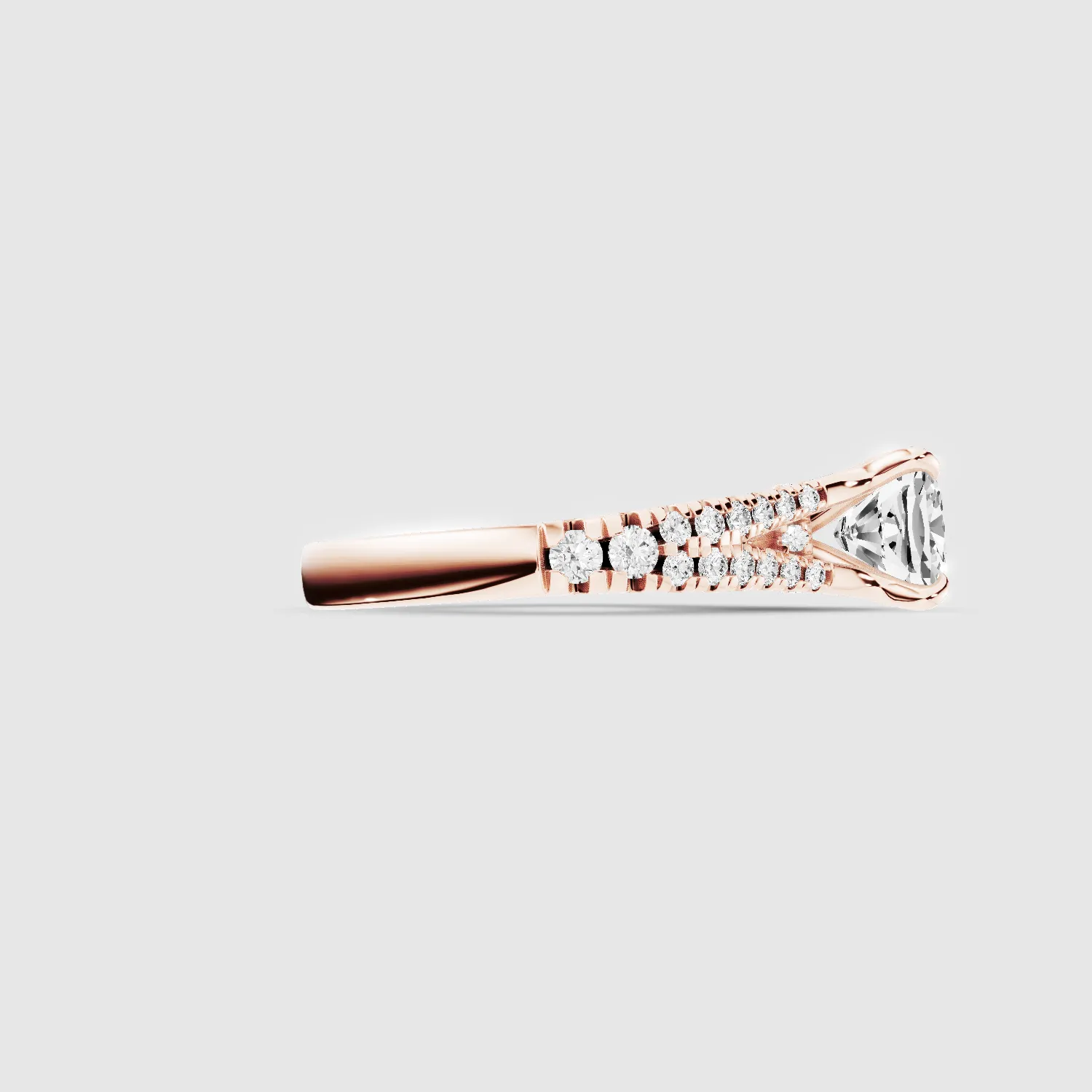Wide Y-Shank Solitaire Ring -Cushion