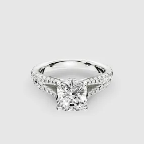 Wide Y-Shank Solitaire Ring -Cushion
