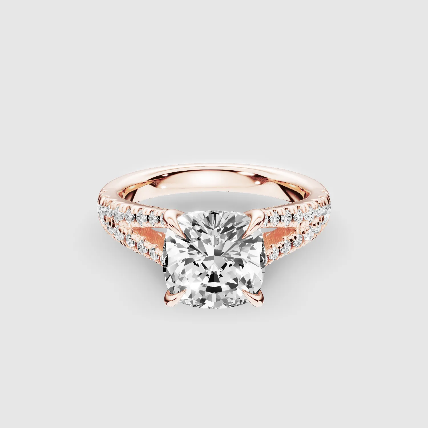 Wide Y-Shank Solitaire Ring -Cushion