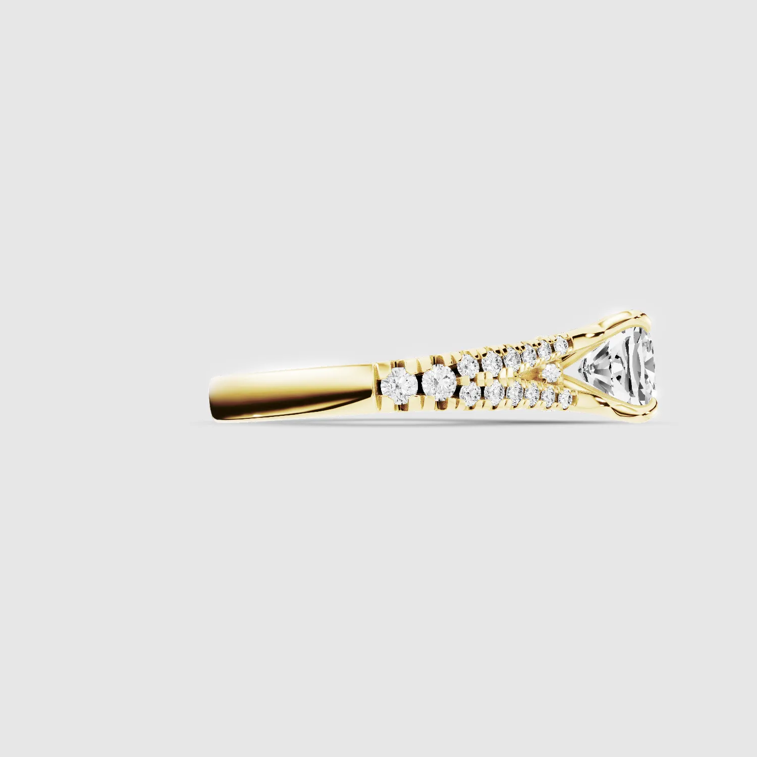 Wide Y-Shank Solitaire Ring -Cushion