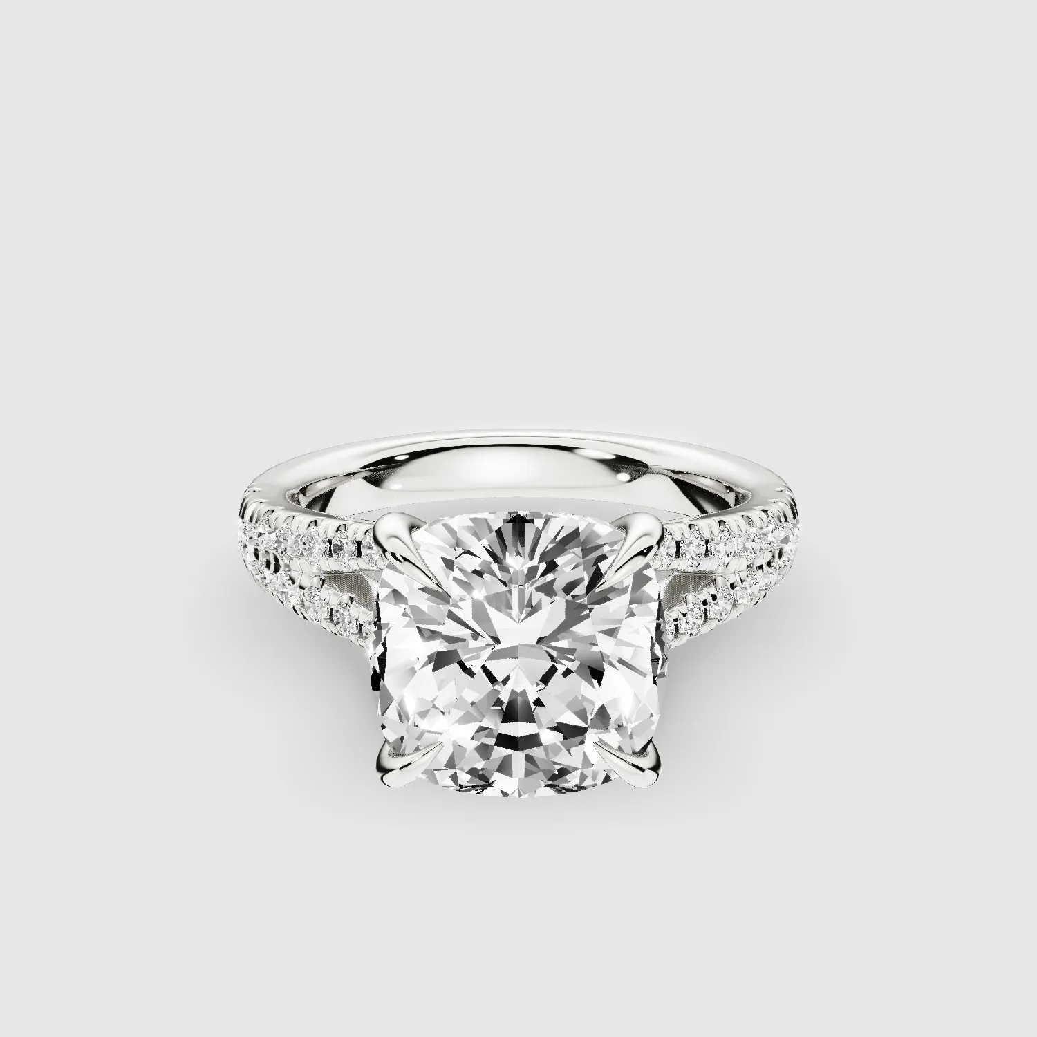 Wide Y-Shank Solitaire Ring -Cushion