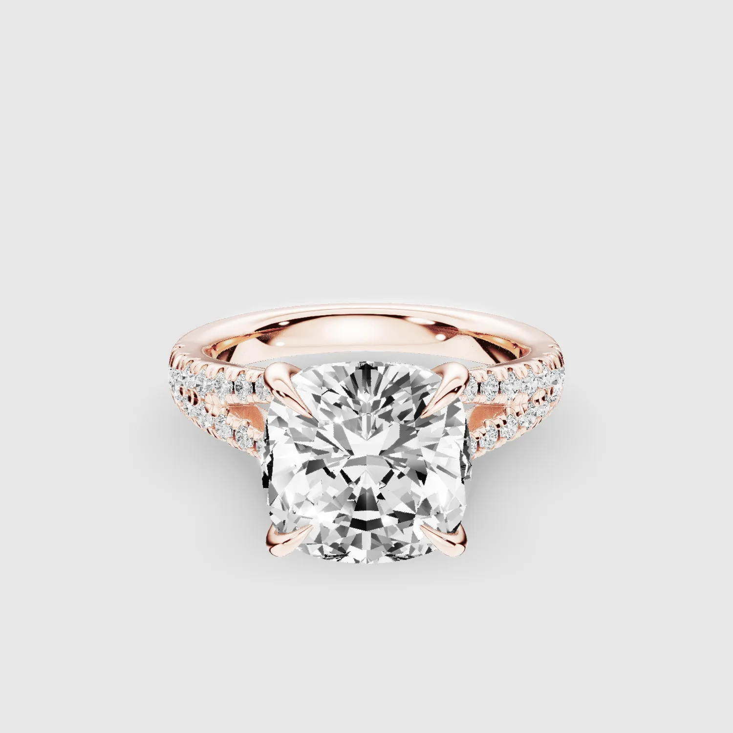 Wide Y-Shank Solitaire Ring -Cushion