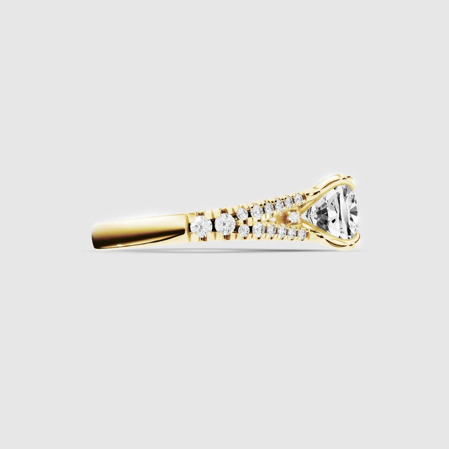 Wide Y-Shank Solitaire Ring -Cushion