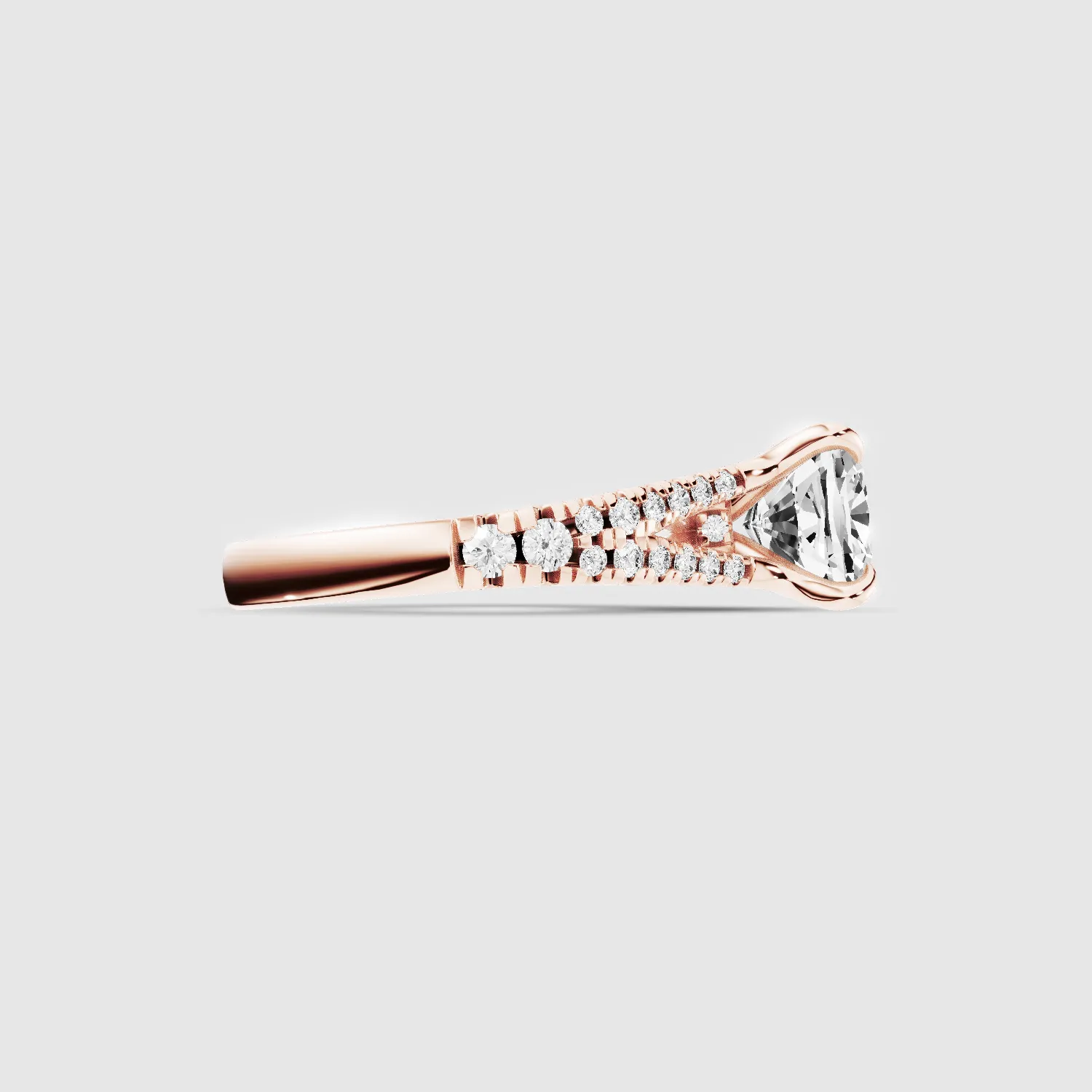 Wide Y-Shank Solitaire Ring -Cushion