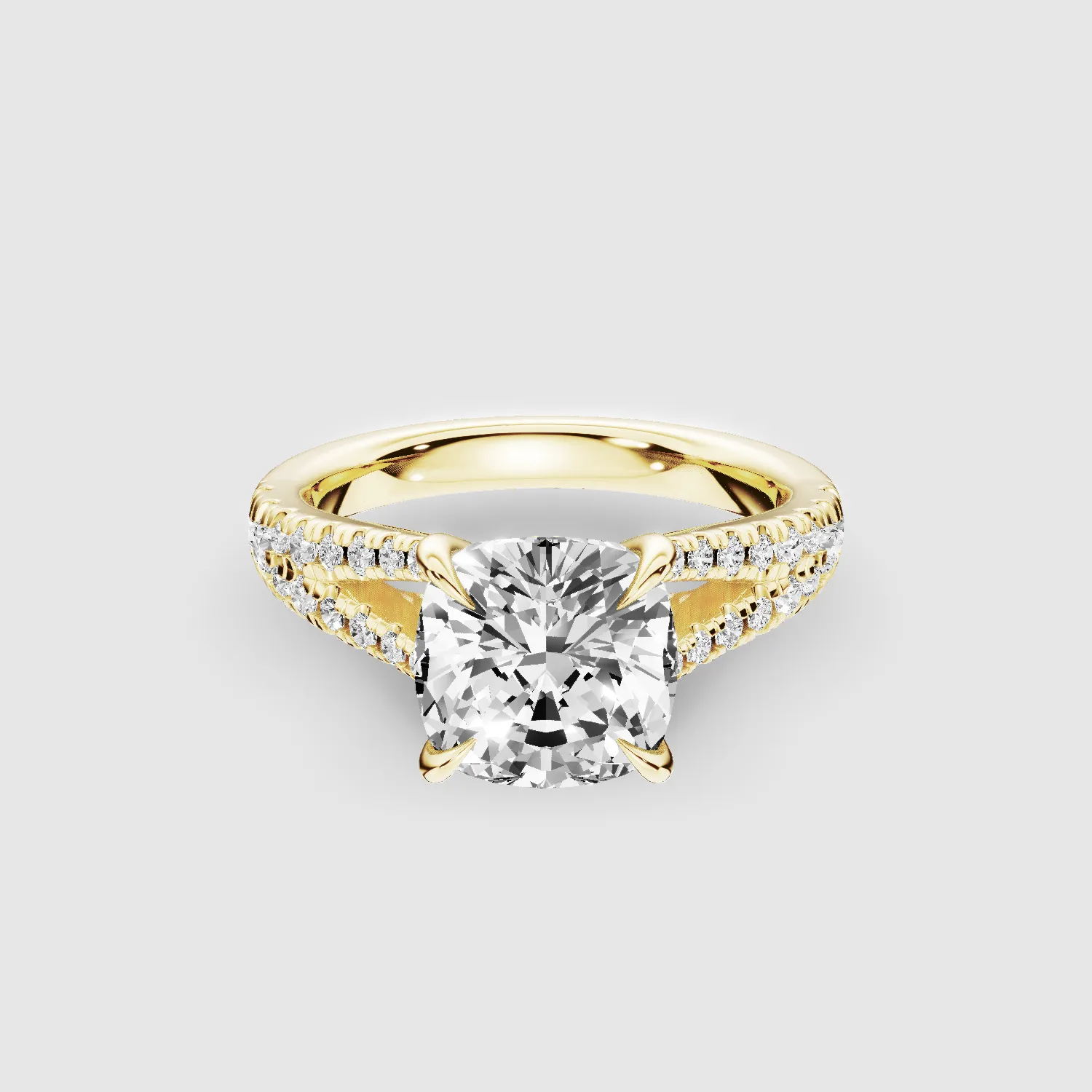 Wide Y-Shank Solitaire Ring -Cushion