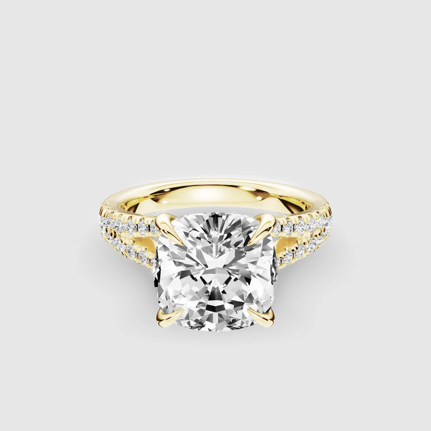 Wide Y-Shank Solitaire Ring -Cushion