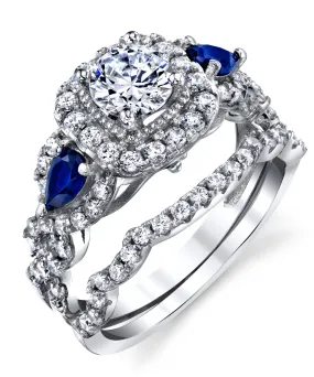 Women's Sterling Silver 925 Engagement Wedding Rings Bridal Set 2pcs Round Cubic Zirconia