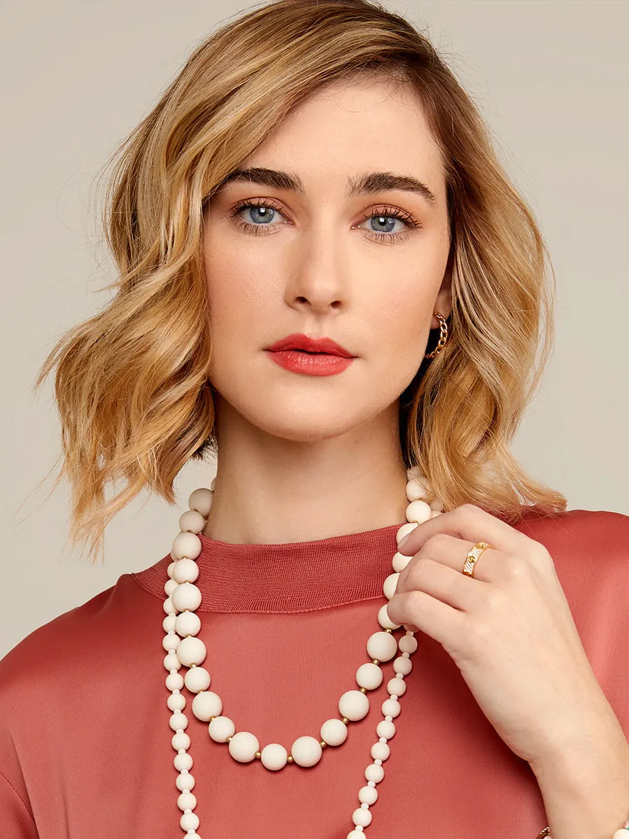 Zenzii Chunky Matte Beaded Necklace - Cream